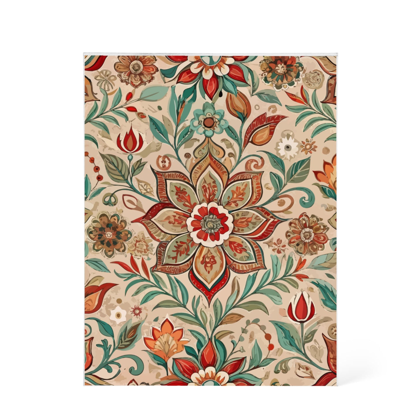 Folk Floral Pattern, Moroccan Inspired 03 - 5.25" x 7" Acrylic Block