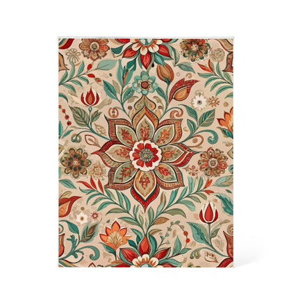 Folk Floral Pattern, Moroccan Inspired 03 - 5.25" x 7" Acrylic Block