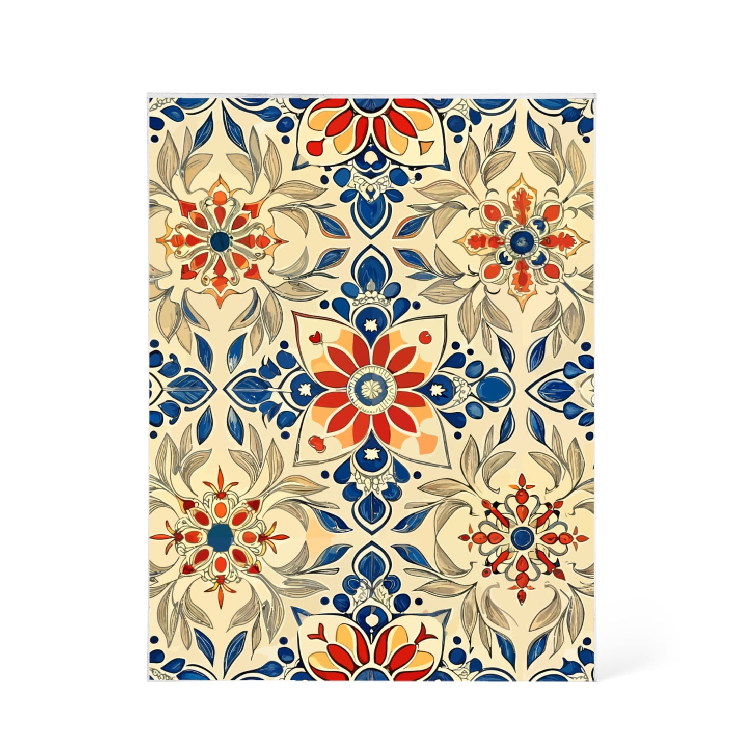 Folk Floral Pattern, Moroccan Inspired 07 - 5.25" x 7" Acrylic Block