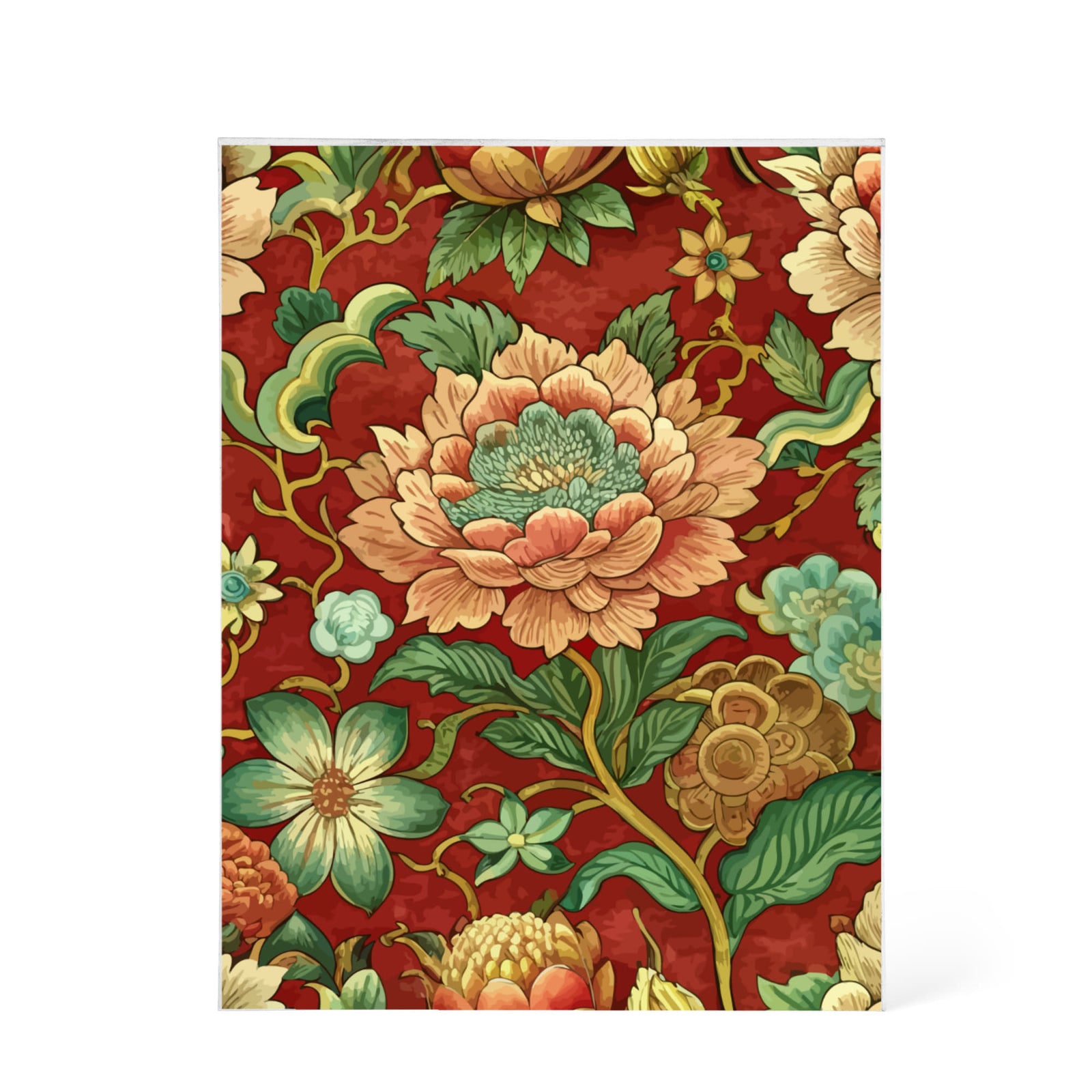 Folk Floral Pattern, Chinese Inspired 03 - 5.25" x 7" Acrylic Block