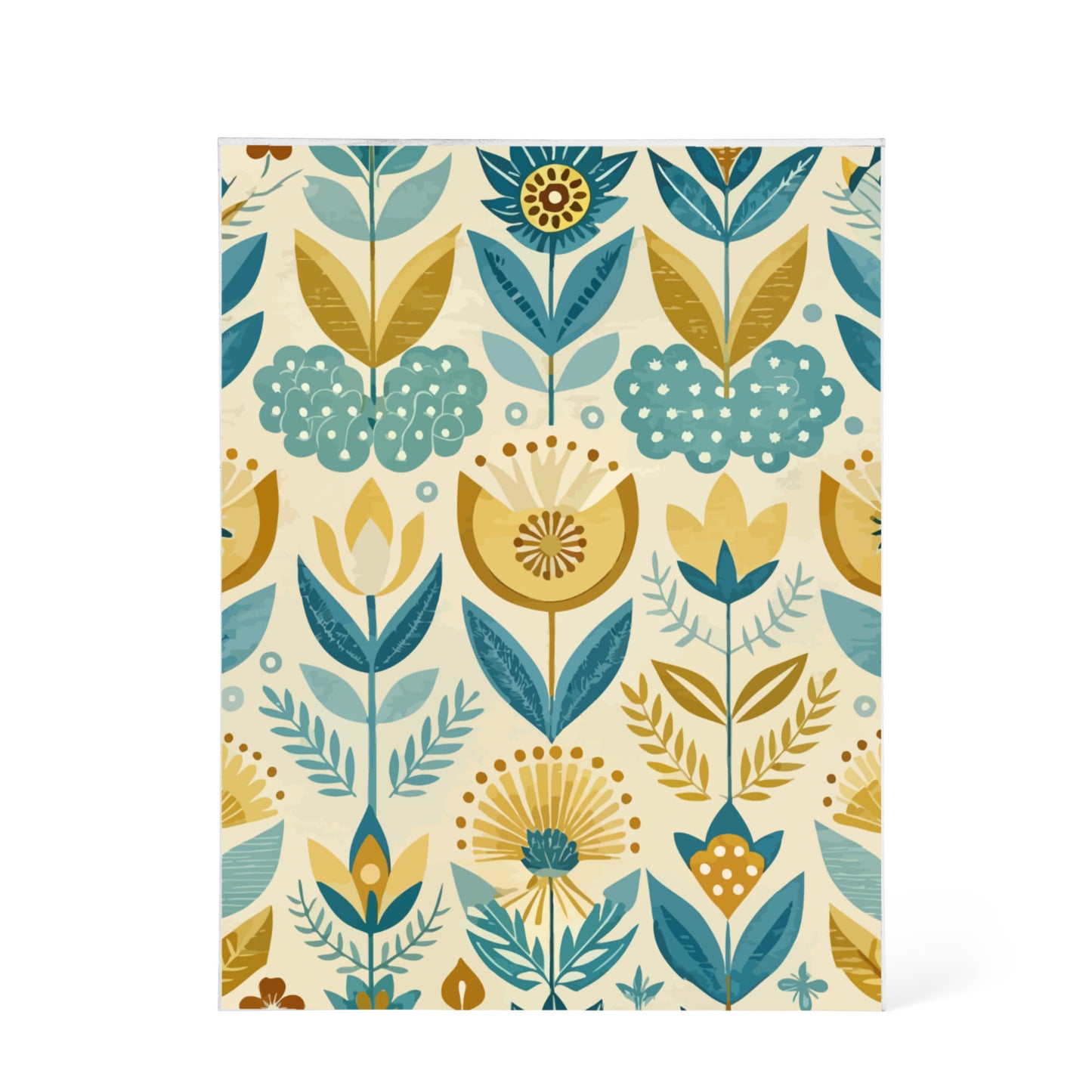 Folk Floral Pattern, Scandinavian Inspired 07 - 5.25" x 7" Acrylic Block