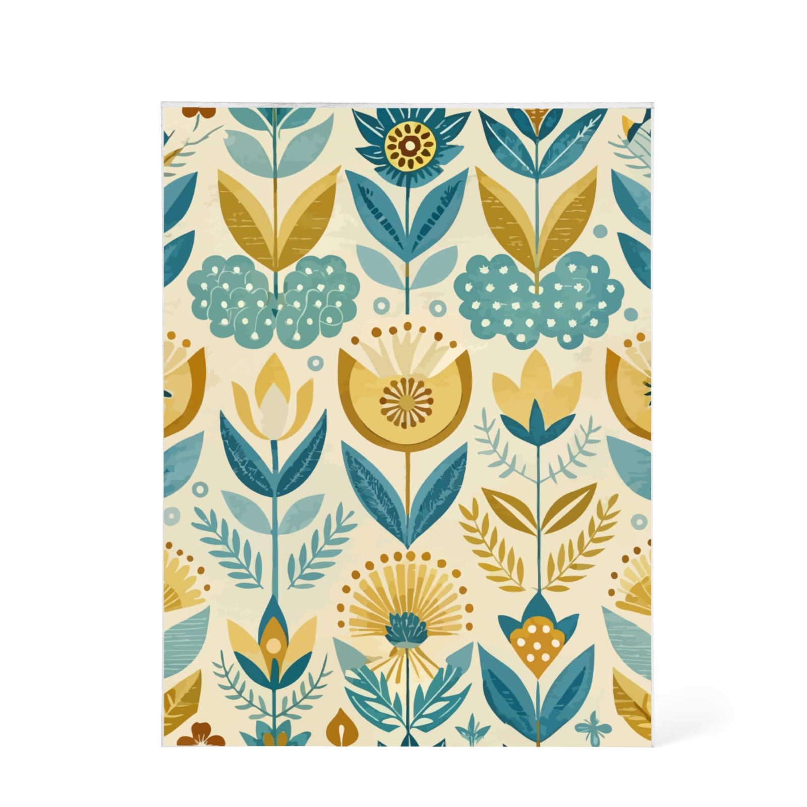 Folk Floral Pattern, Scandinavian Inspired 07 - 5.25" x 7" Acrylic Block