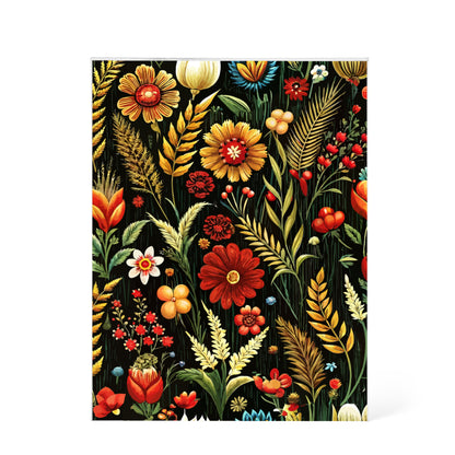 Folk Floral Pattern, Balkan Inspired 01 - 5.25" x 7" Acrylic Block