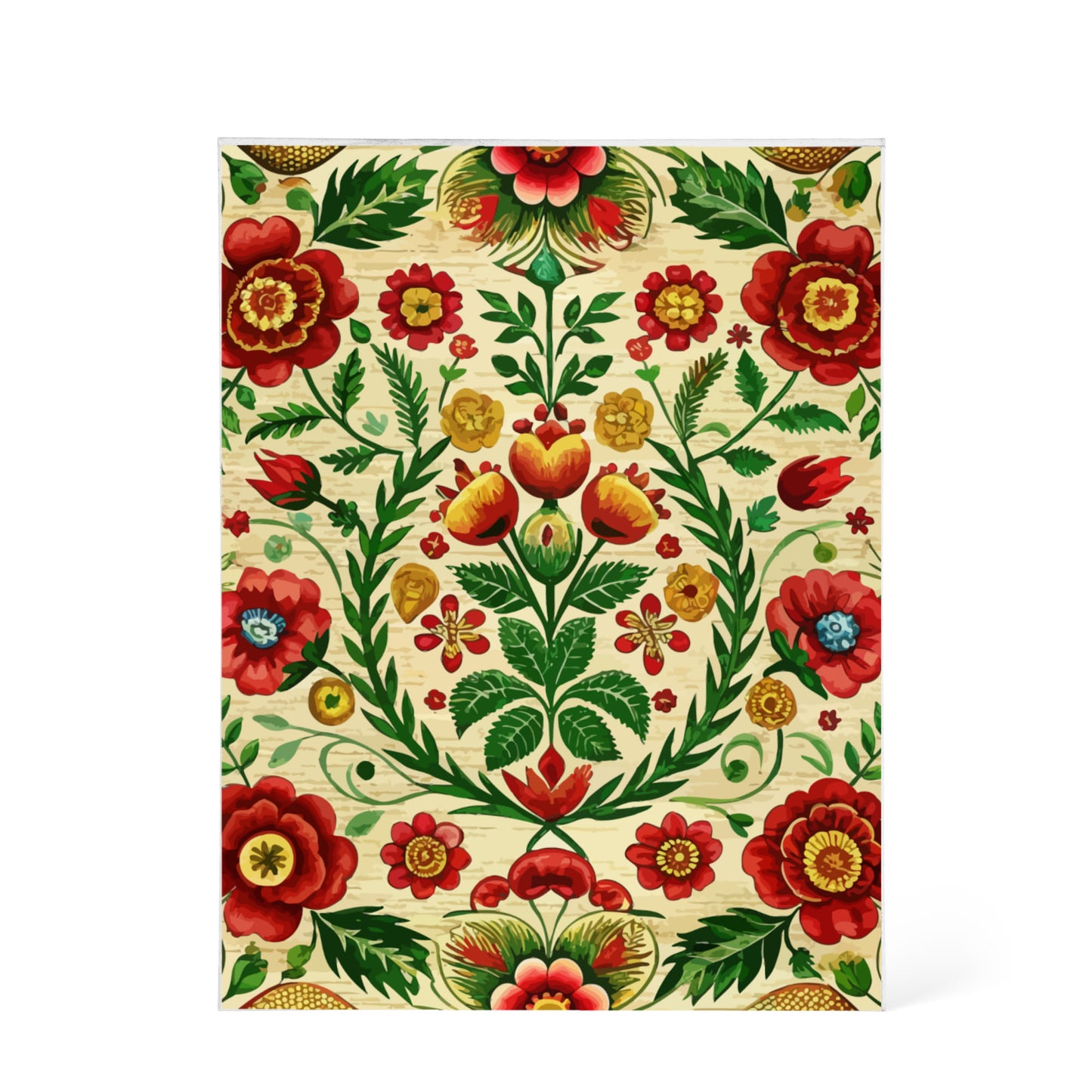 Folk Floral Pattern, Romanian Inspired 06 - 5.25" x 7" Acrylic Block
