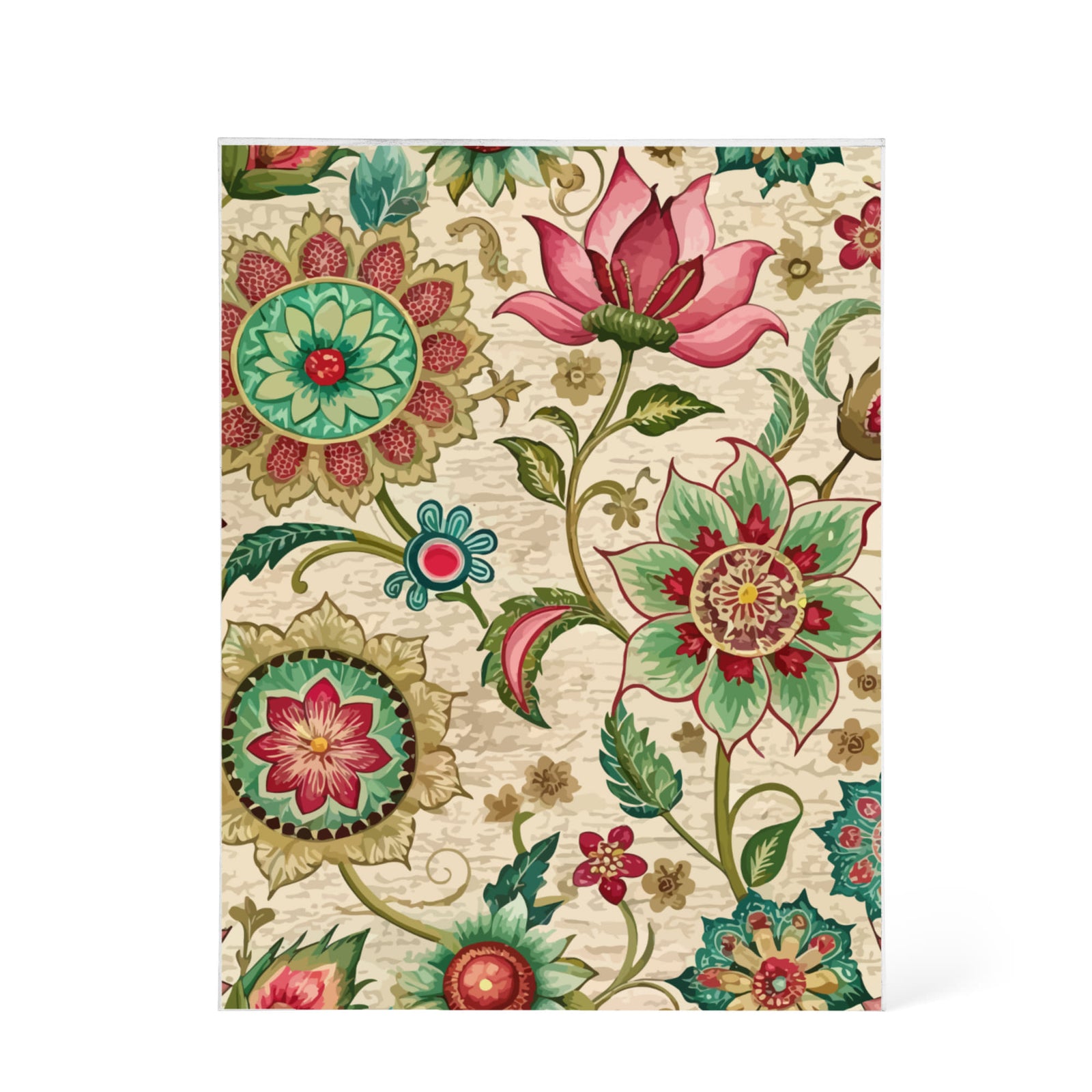Folk Floral Pattern, Indian Inspired 01 - 5.25" x 7" Acrylic Block