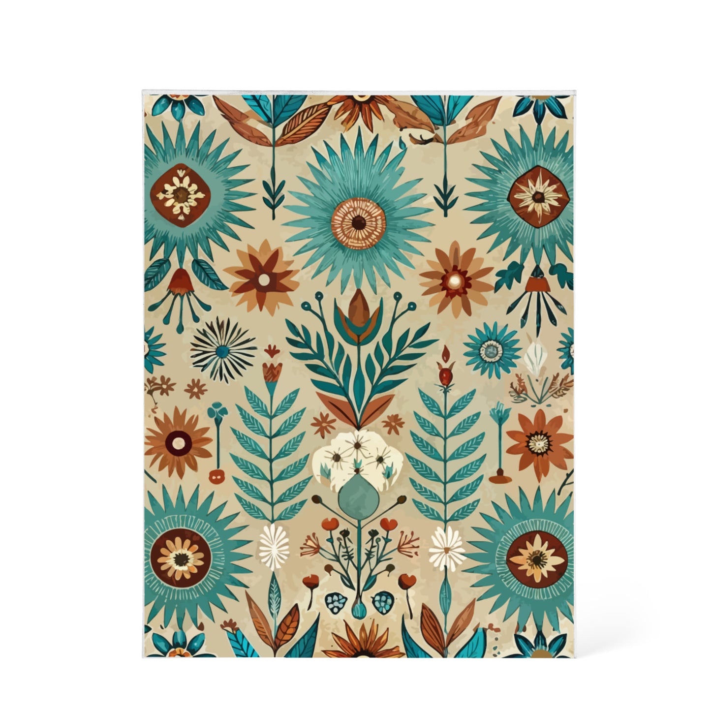 Folk Floral Pattern, Native American Inspired 01 - 5.25" x 7" Acrylic Block