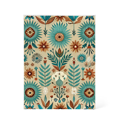 Folk Floral Pattern, Native American Inspired 01 - 5.25" x 7" Acrylic Block