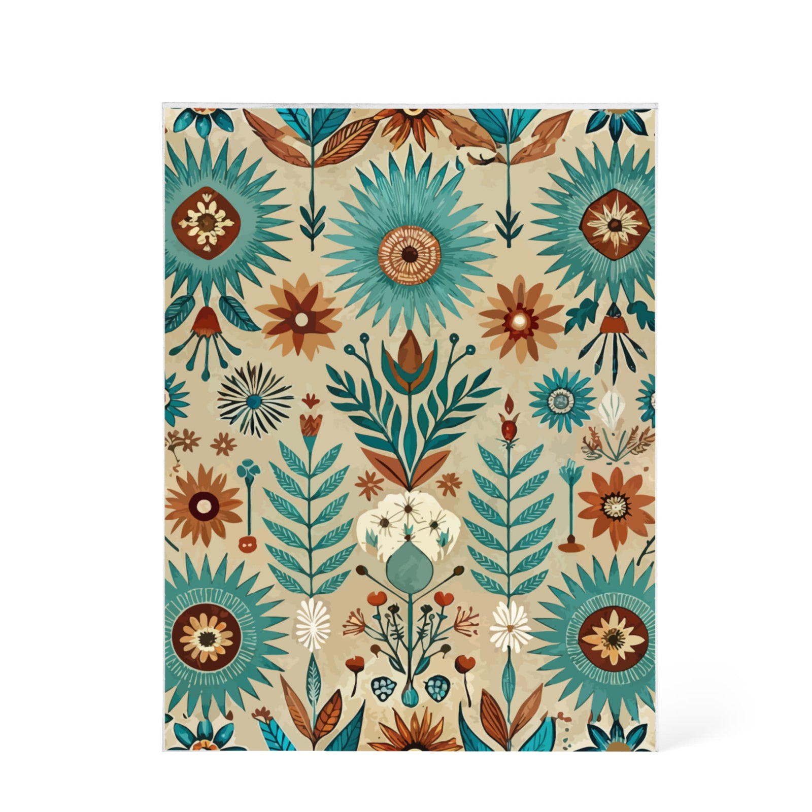Folk Floral Pattern, Native American Inspired 01 - 5.25" x 7" Acrylic Block