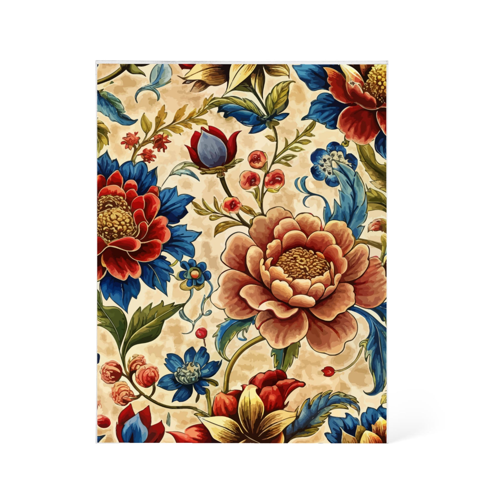 Folk Floral Pattern, Mongolian Inspired 01 - 5.25" x 7" Acrylic Block