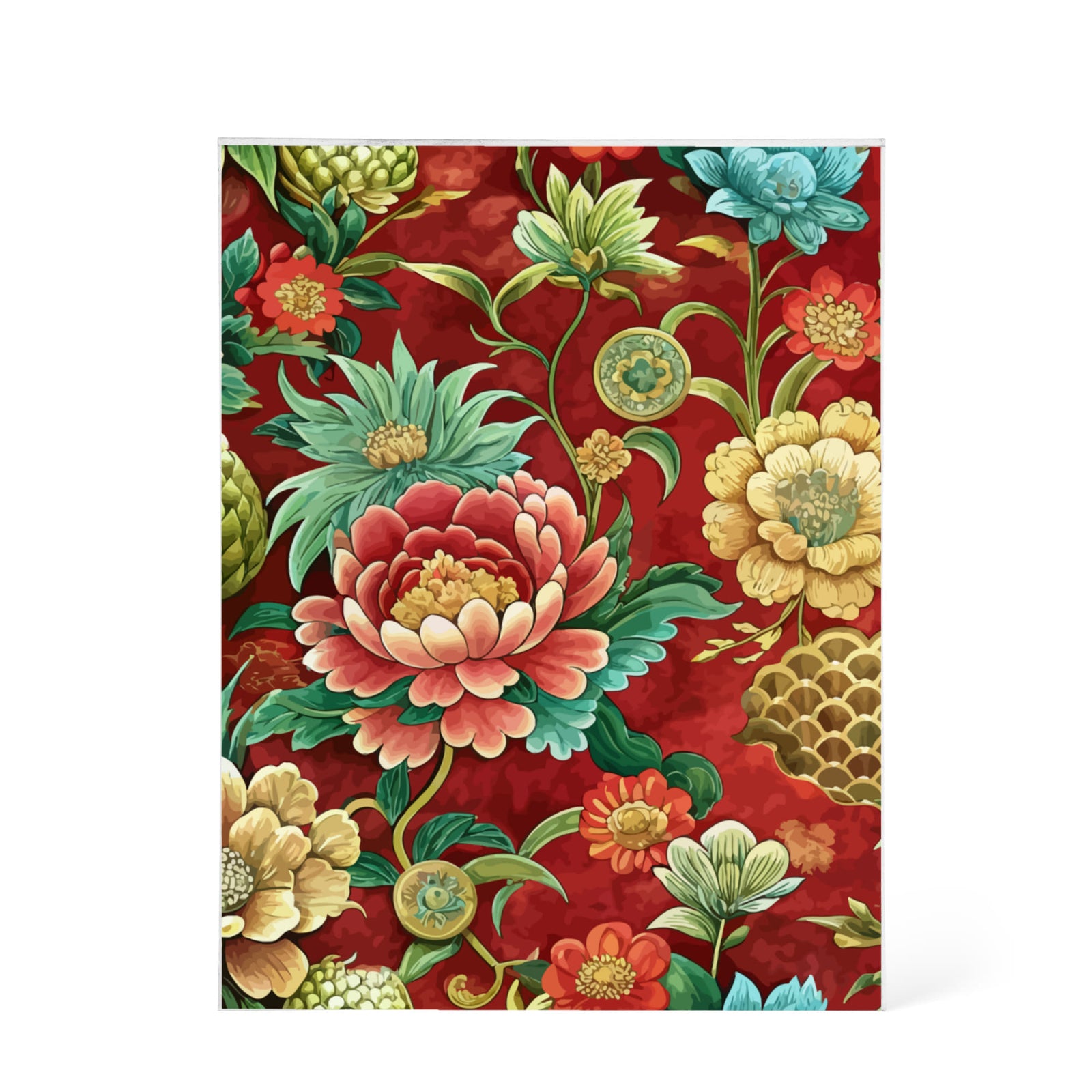 Folk Floral Pattern, Chinese Inspired 04 - 5.25" x 7" Acrylic Block