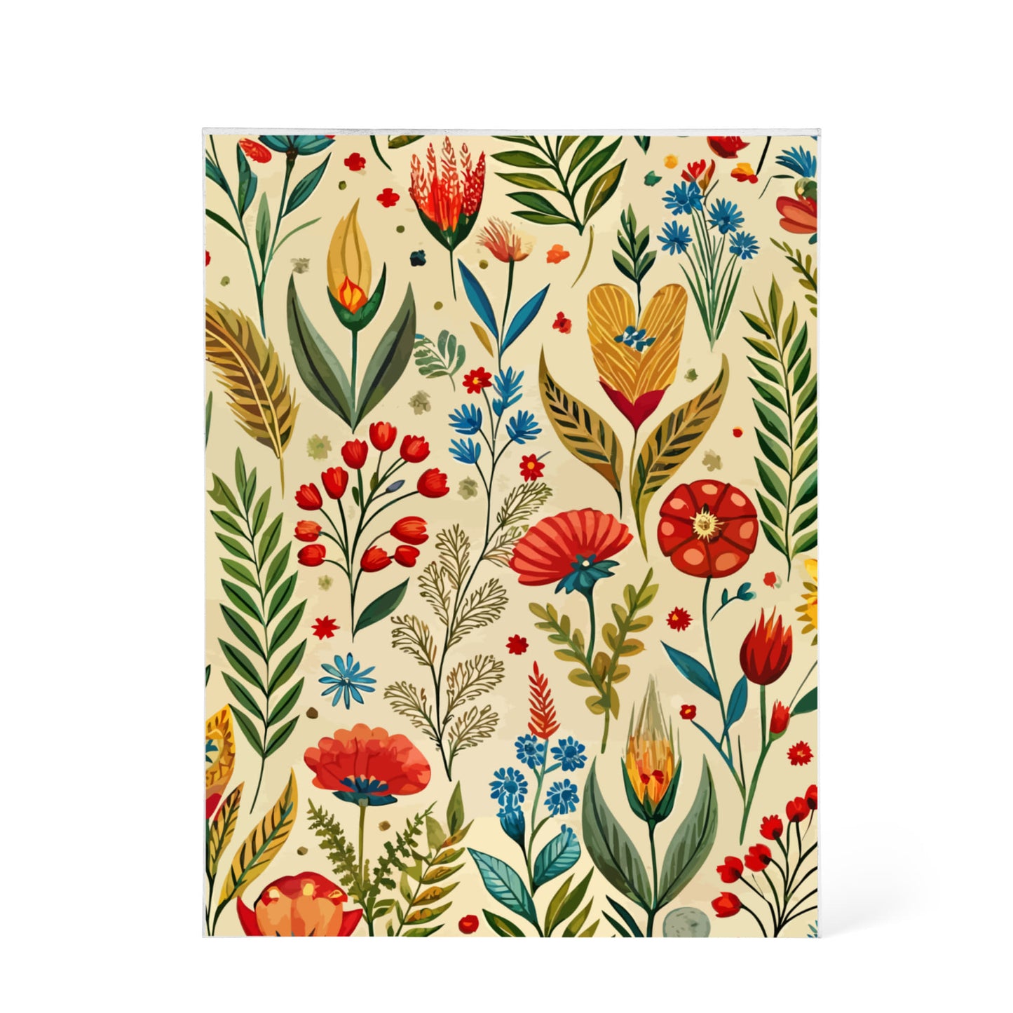 Folk Floral Pattern, Bulgarian Inspired 02 - 5.25" x 7" Acrylic Block