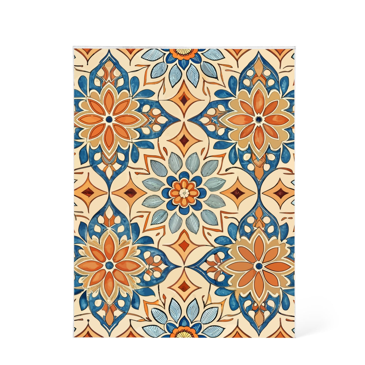 Folk Floral Pattern, Moroccan Inspired 08 - 5.25" x 7" Acrylic Block