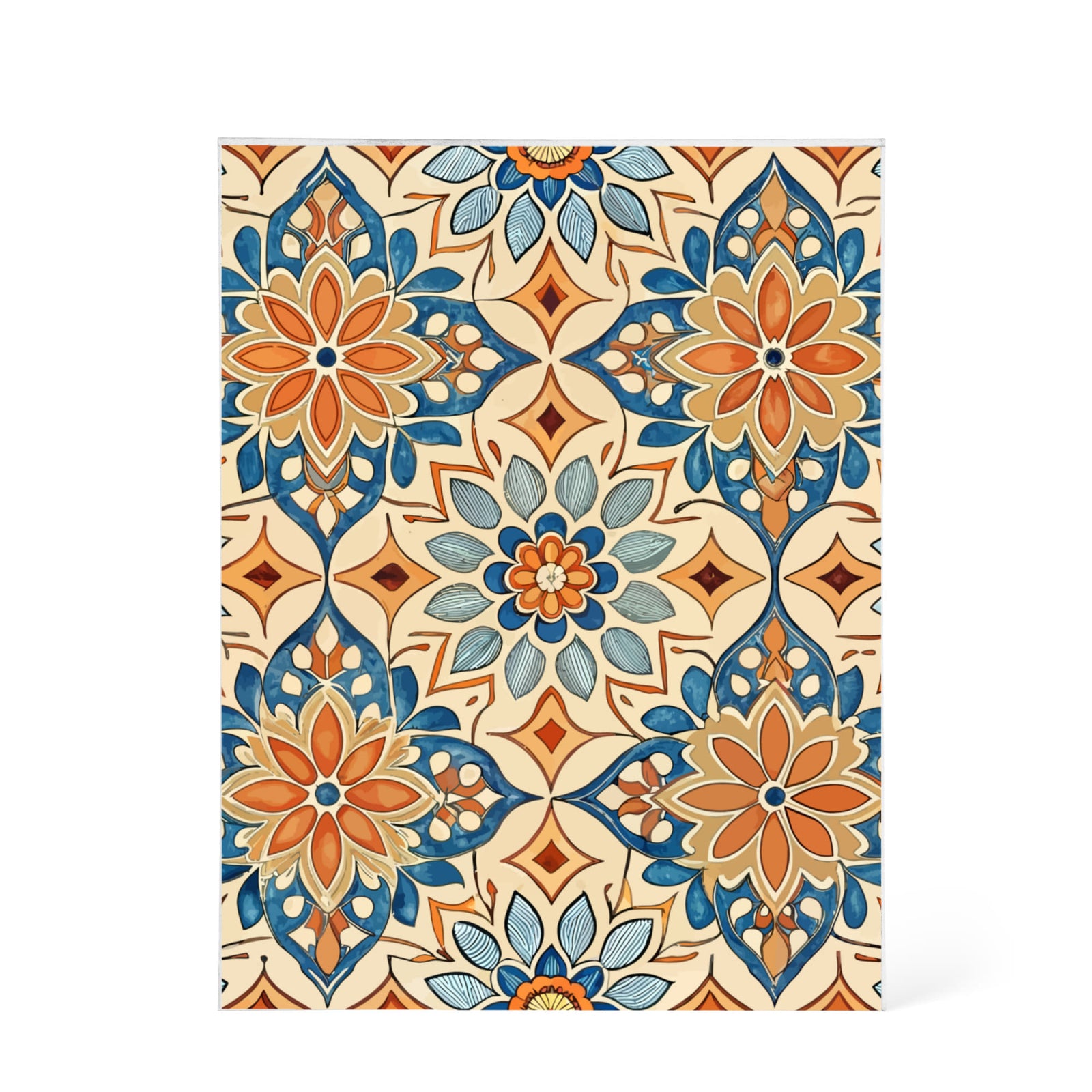 Folk Floral Pattern, Moroccan Inspired 08 - 5.25" x 7" Acrylic Block