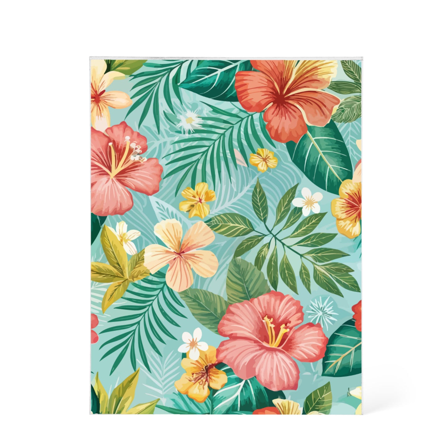 Folk Floral Pattern, Hawaiian Inspired 01 - 5.25" x 7" Acrylic Block