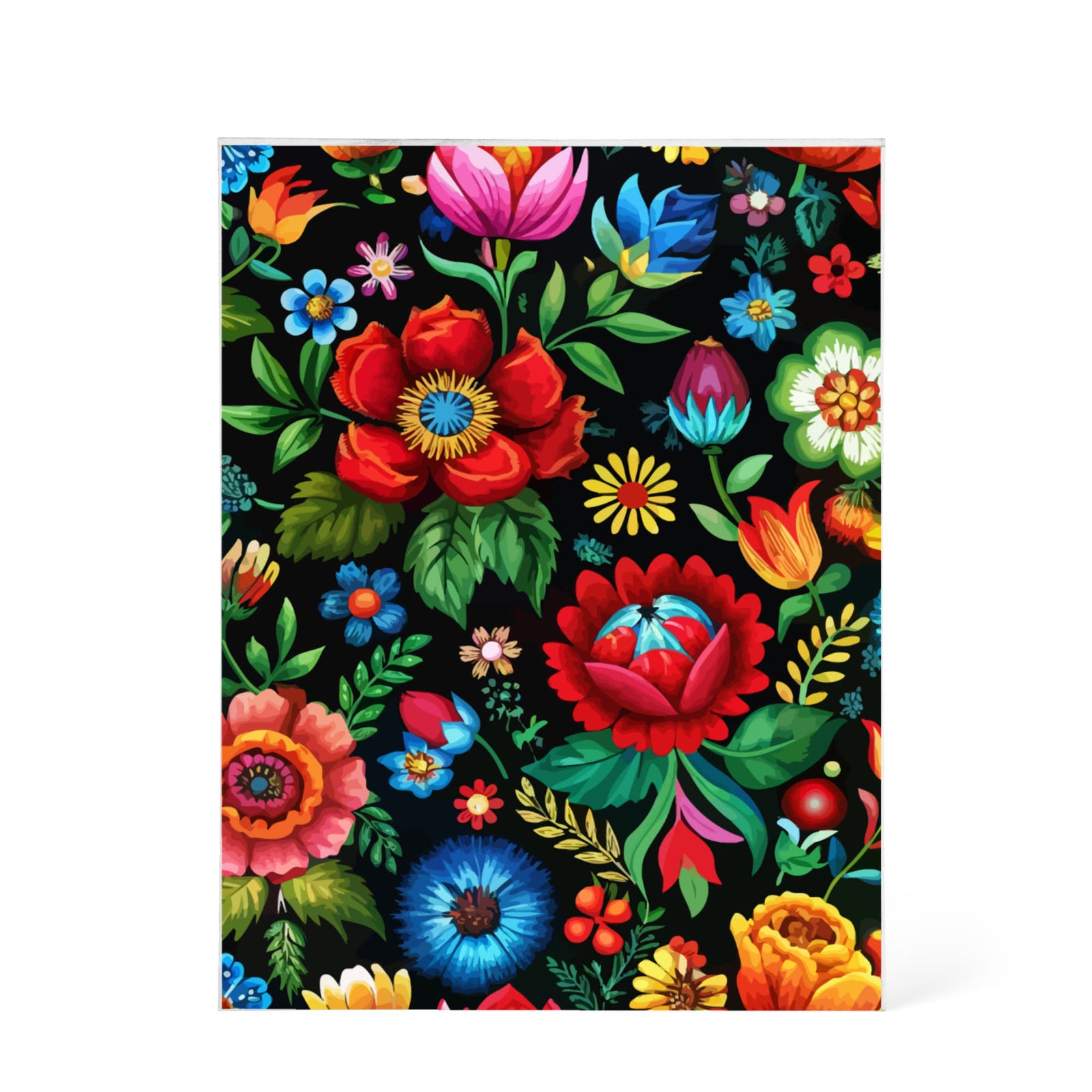 Folk Floral Pattern, Hungarian Inspired 08 - 5.25" x 7" Acrylic Block