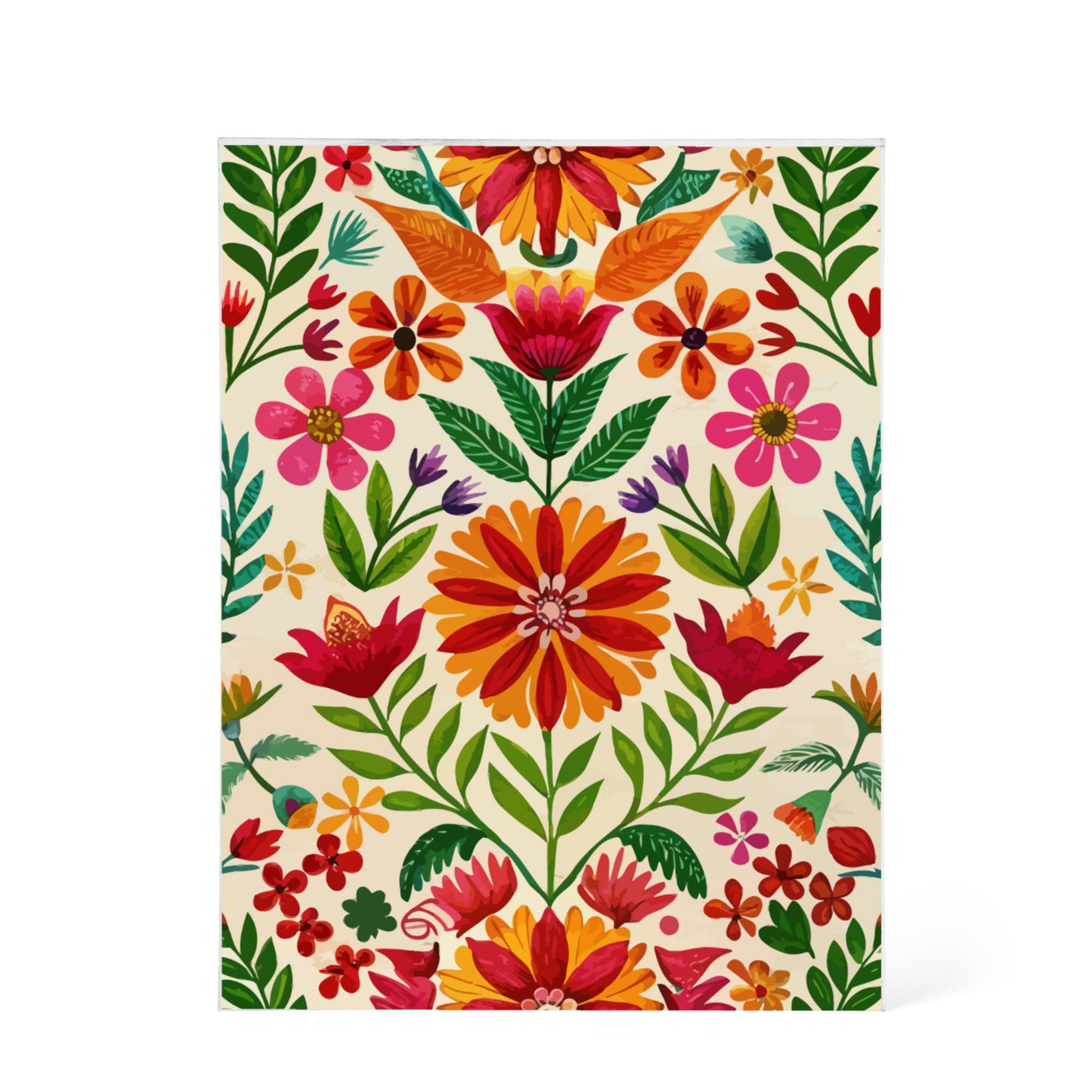 Folk Floral Pattern, Mexican Inspired 04 - 5.25" x 7" Acrylic Block