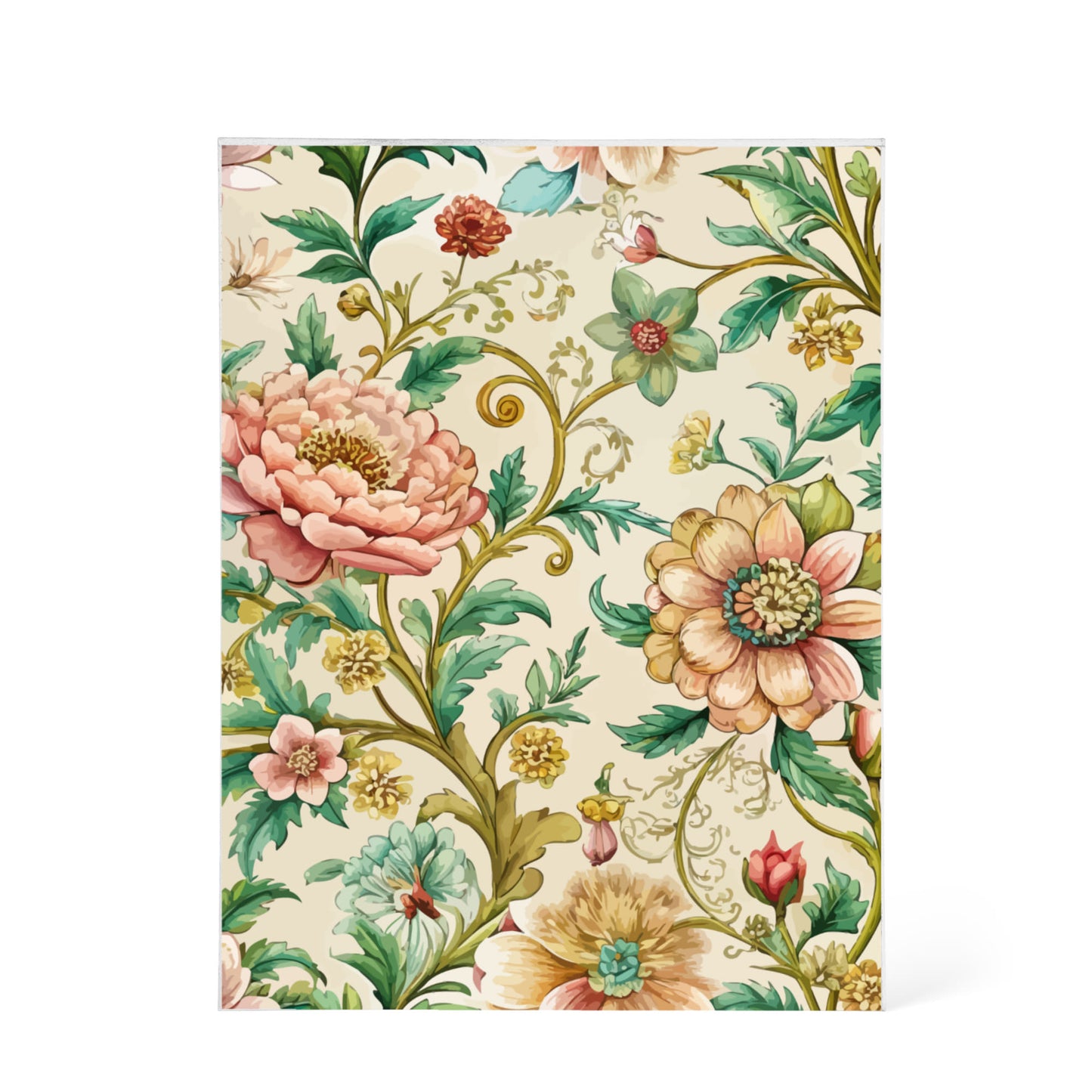 Folk Floral Pattern, Chinese Inspired 01 - 5.25" x 7" Acrylic Block