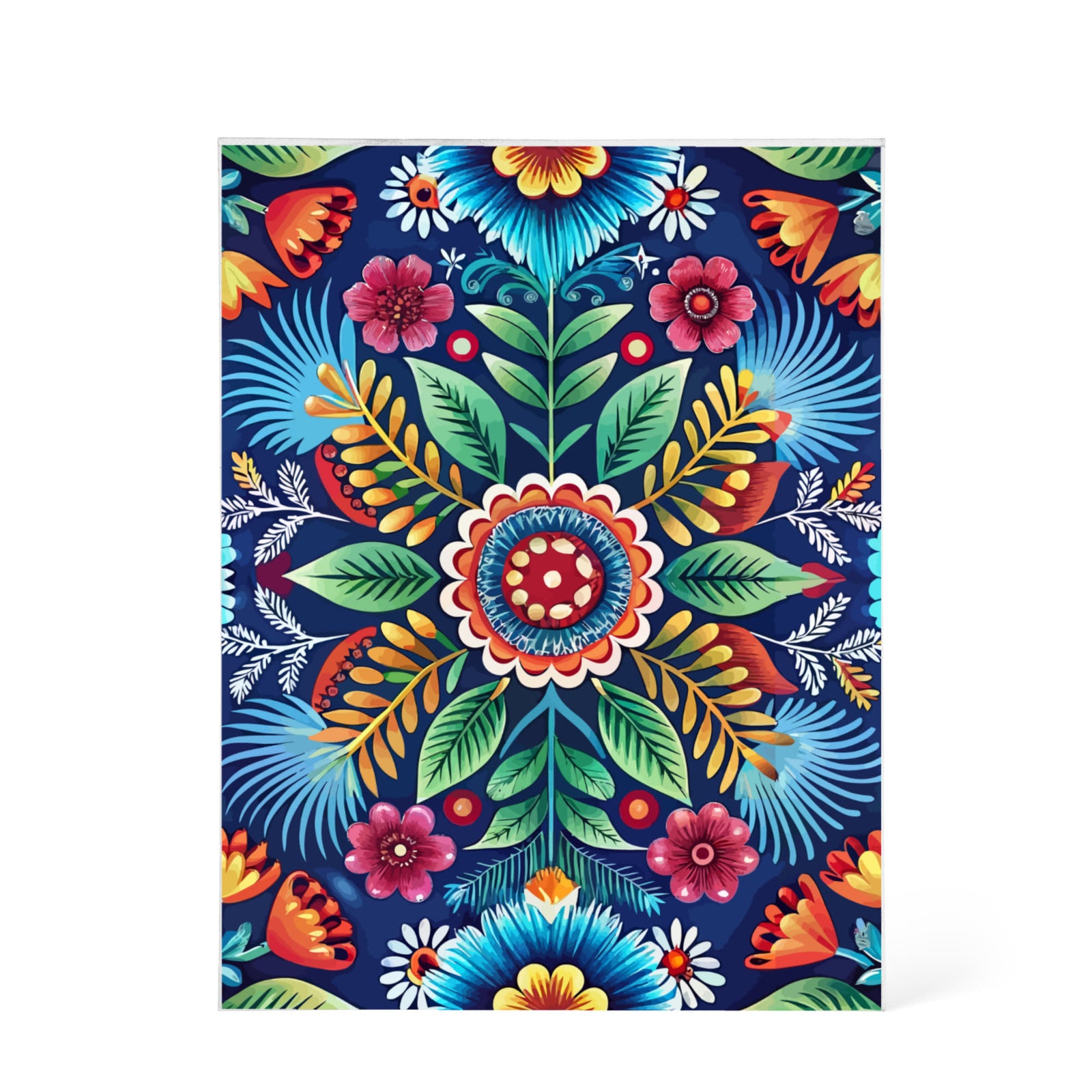 Folk Floral Pattern, Polish Inspired 03 - 5.25" x 7" Acrylic Block