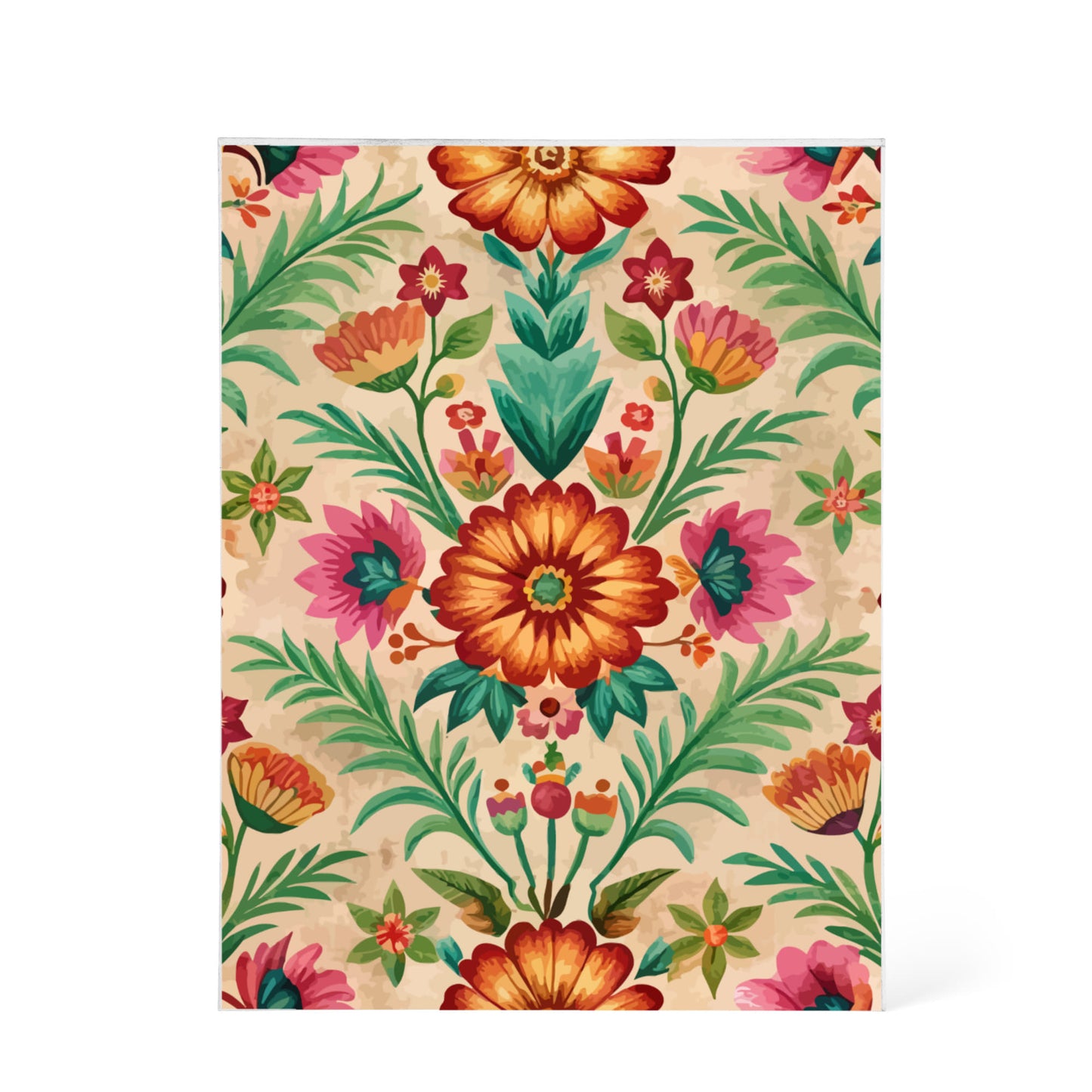 Folk Floral Pattern, Peruvian Inspired 01 - 5.25" x 7" Acrylic Block