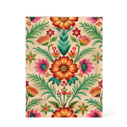 Folk Floral Pattern, Peruvian Inspired 01 - 5.25" x 7" Acrylic Block