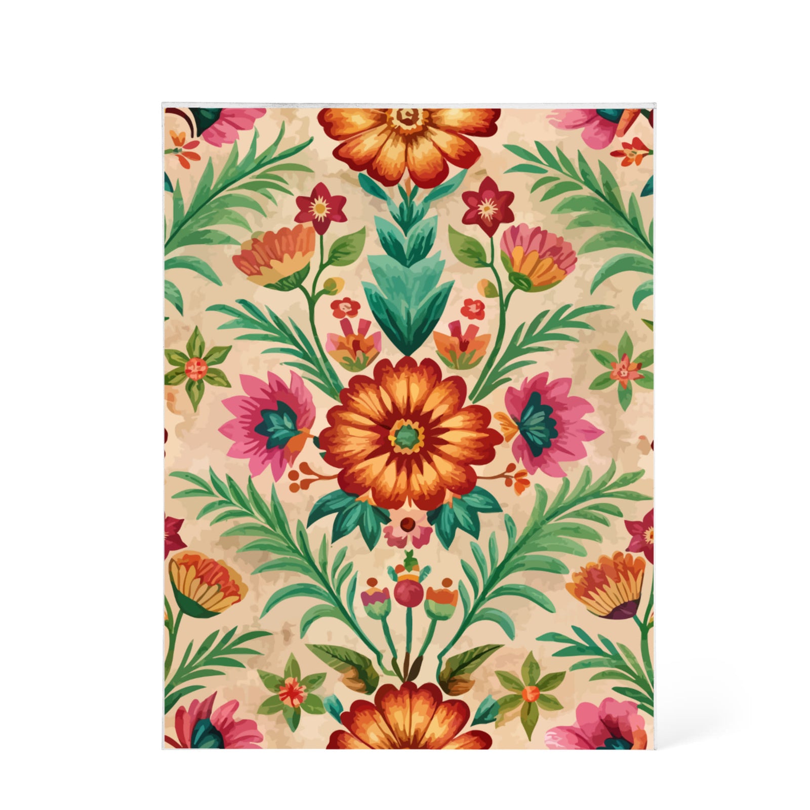 Folk Floral Pattern, Peruvian Inspired 01 - 5.25" x 7" Acrylic Block
