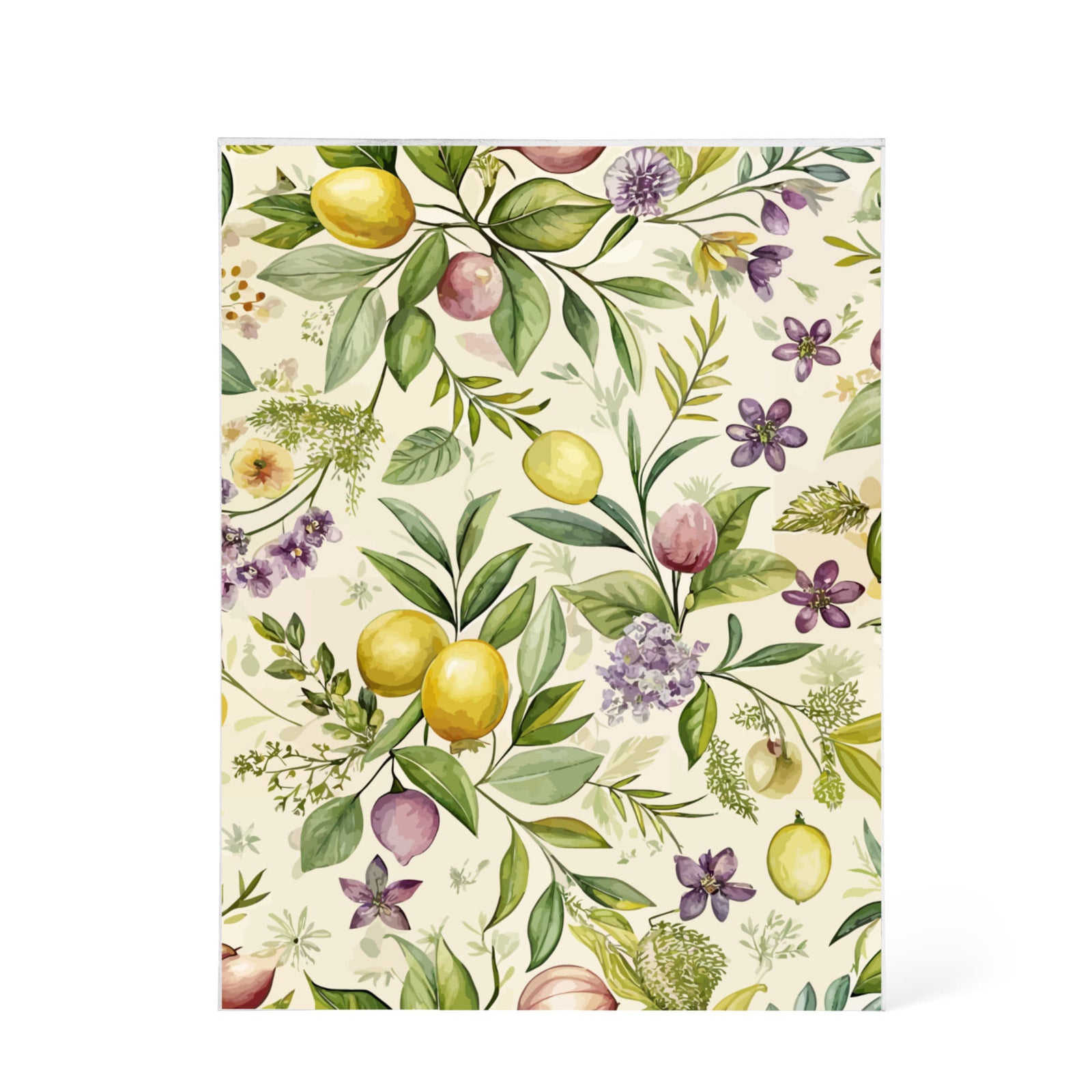 Folk Floral Pattern, Italian Inspired 02 - 5.25" x 7" Acrylic Block