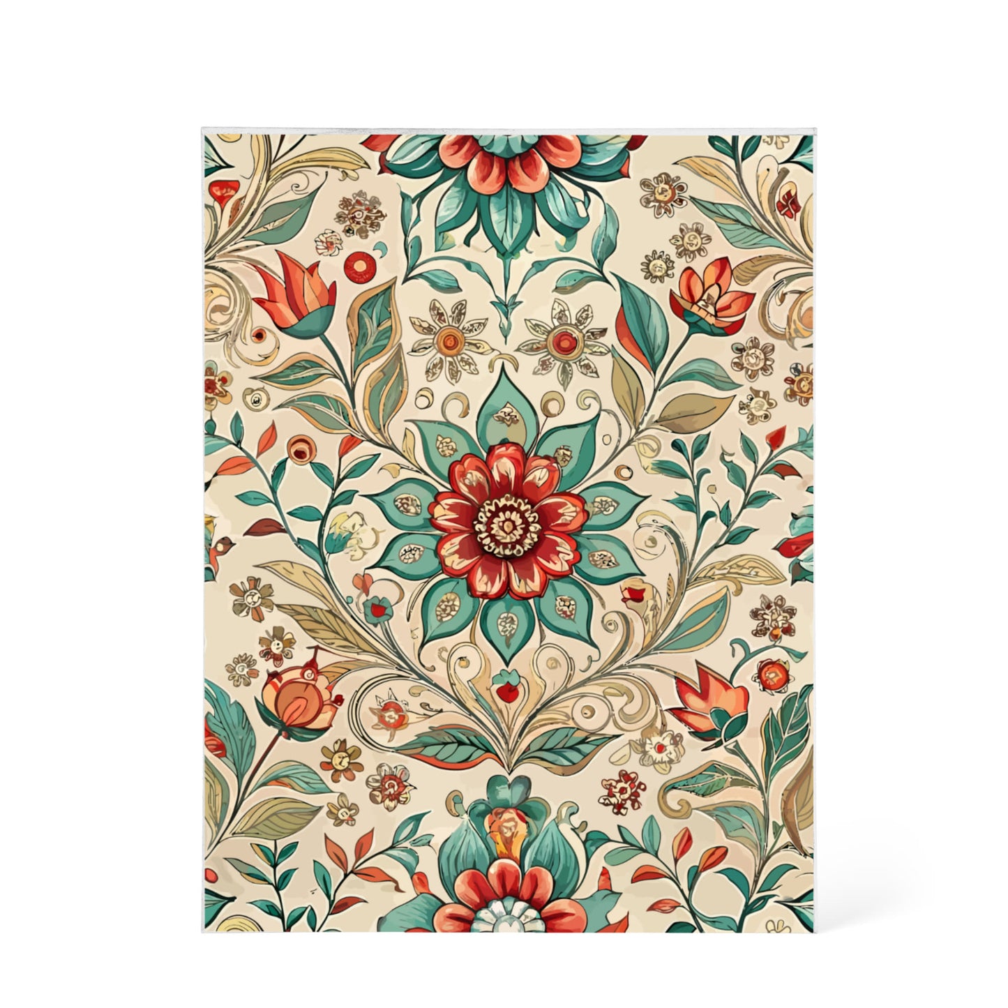 Folk Floral Pattern, Moroccan Inspired 02 - 5.25" x 7" Acrylic Block