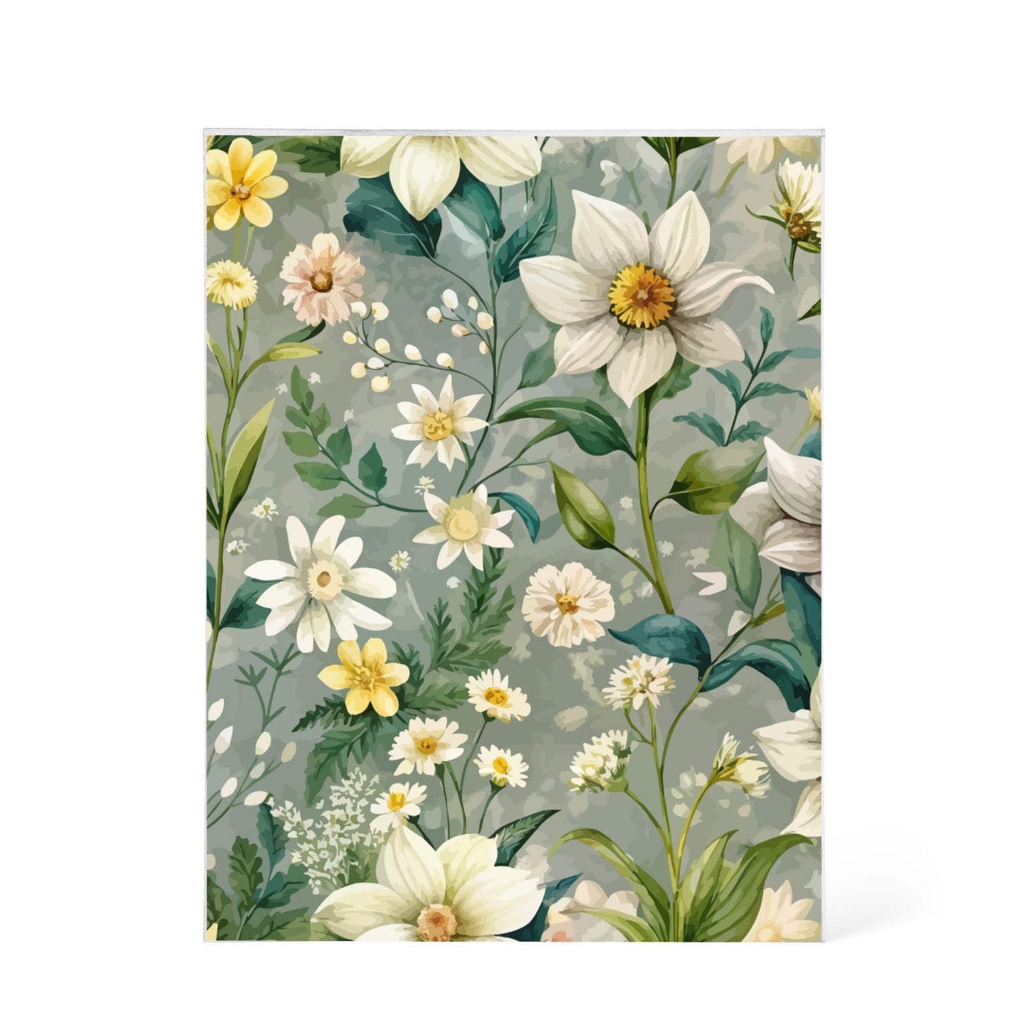 Folk Floral Pattern, Alpine Inspired 02 - 5.25" x 7" Acrylic Block