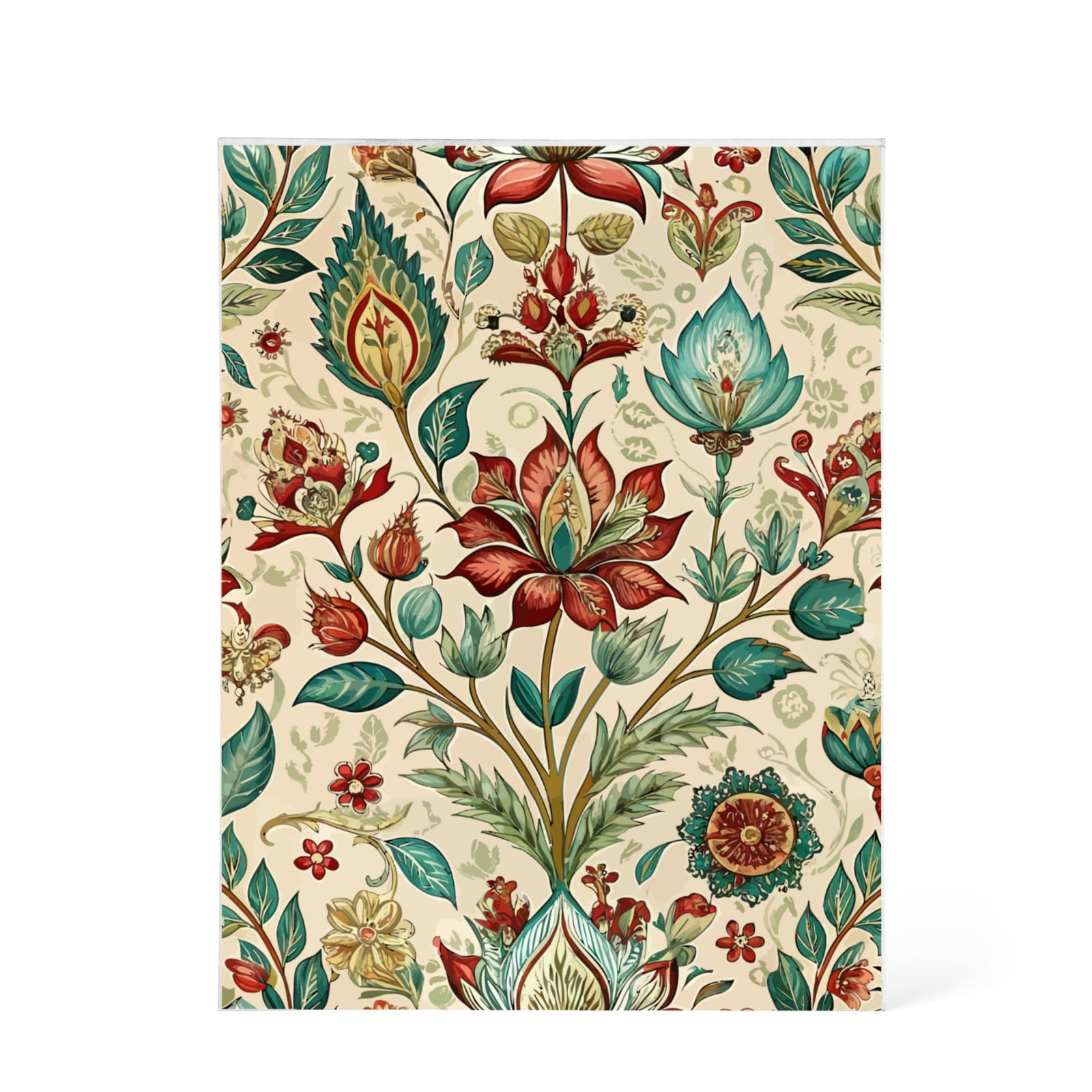 Folk Floral Pattern, Indian Inspired 07 - 5.25" x 7" Acrylic Block