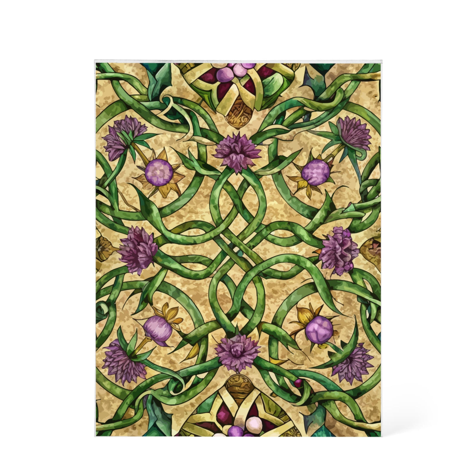 Folk Floral Pattern, Celtic Inspired 05 - 5.25" x 7" Acrylic Block