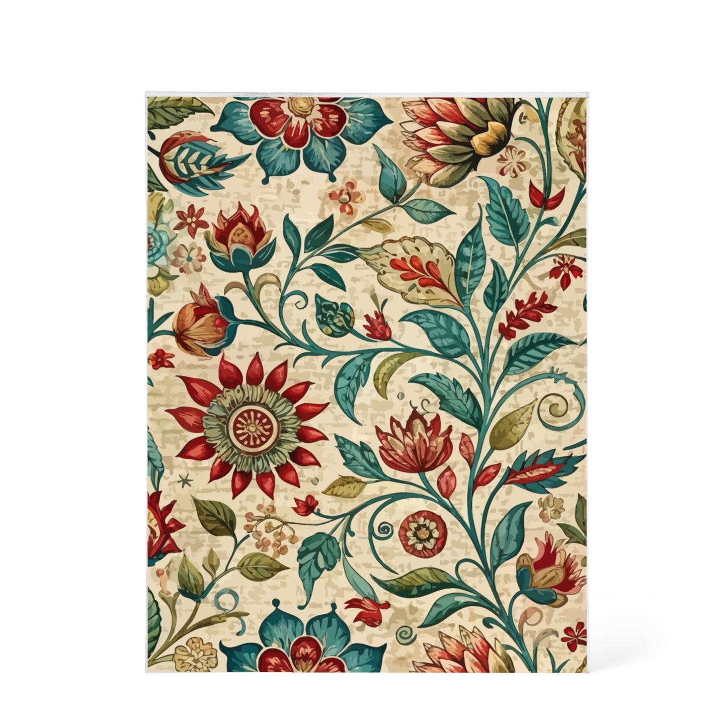 Folk Floral Pattern, Indian Inspired 06 - 5.25" x 7" Acrylic Block