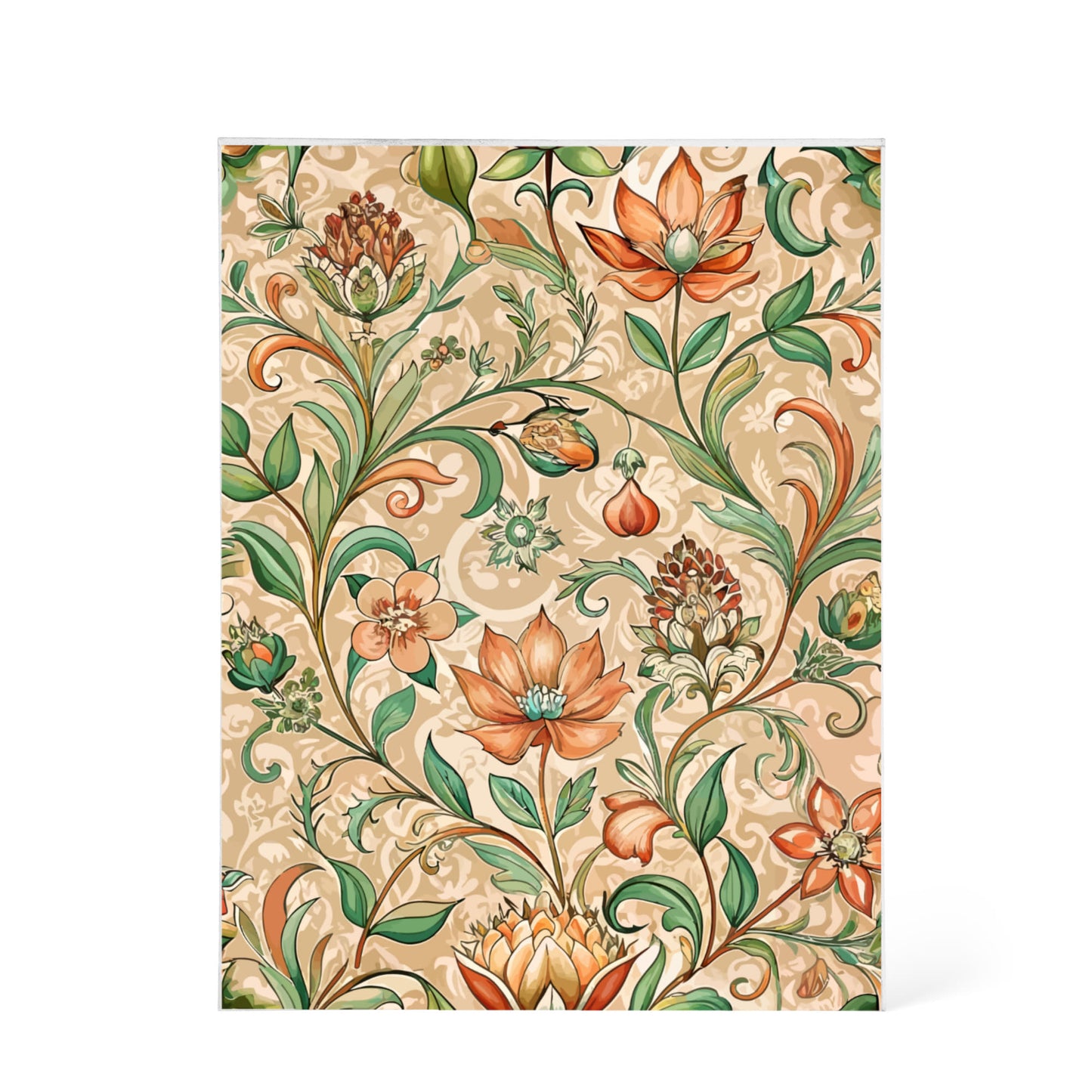 Folk Floral Pattern, Middle Eastern Inspired 02 - 5.25" x 7" Acrylic Block