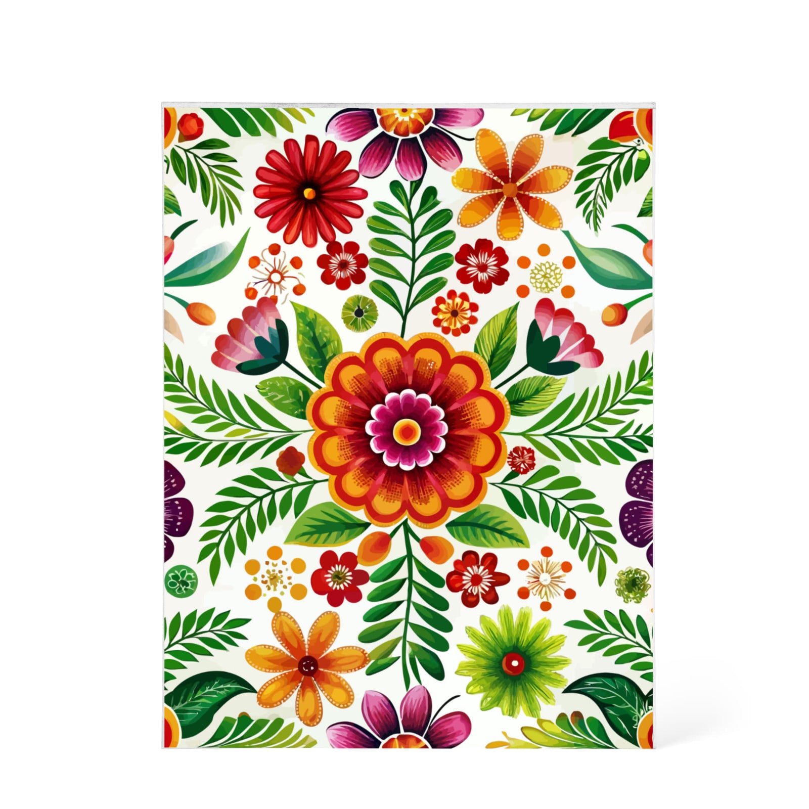 Folk Floral Pattern, Mexican Inspired 02 - 5.25" x 7" Acrylic Block