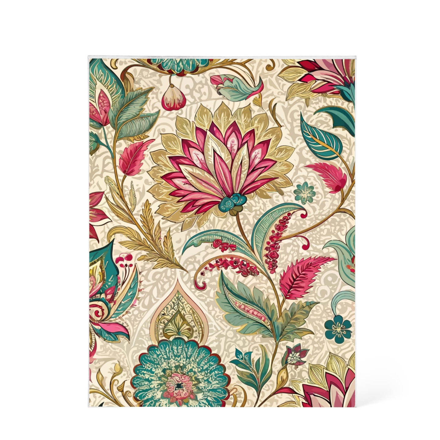 Folk Floral Pattern, Indian Inspired 04 - 5.25" x 7" Acrylic Block