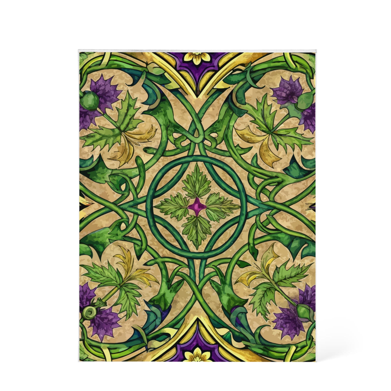 Folk Floral Pattern, Celtic Inspired 01 - 5.25" x 7" Acrylic Block