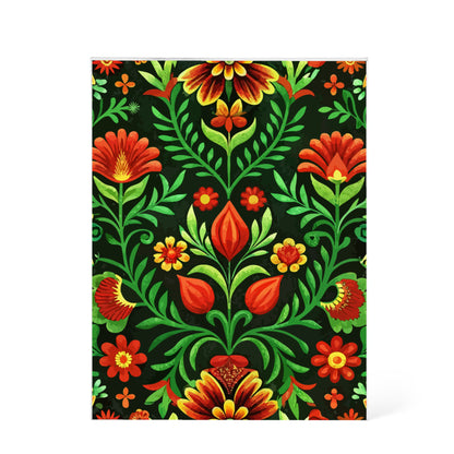 Folk Floral Pattern, Hungarian Inspired 05 - 5.25" x 7" Acrylic Block
