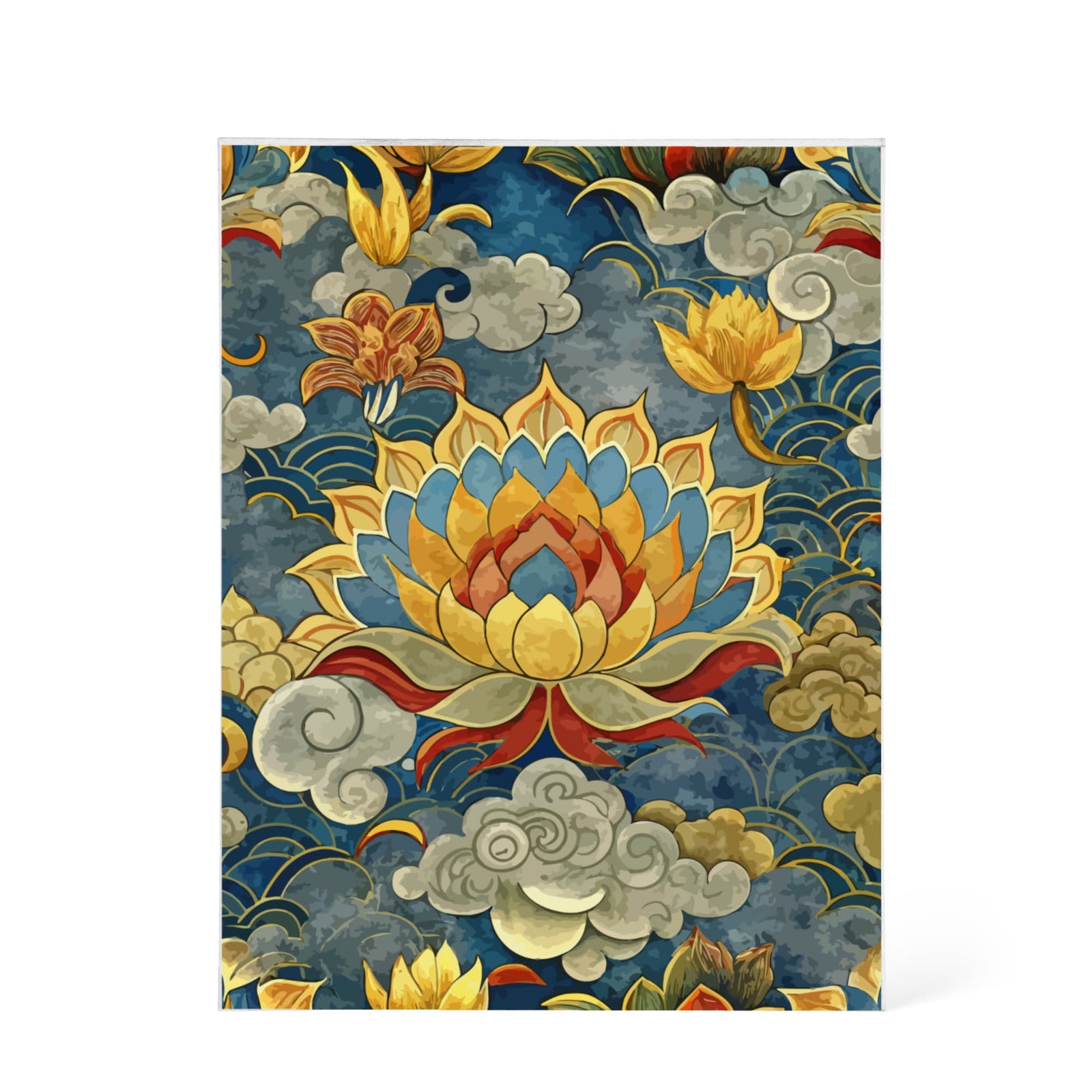 Folk Floral Pattern, Tibetan Inspired 01 - 5.25" x 7" Acrylic Block