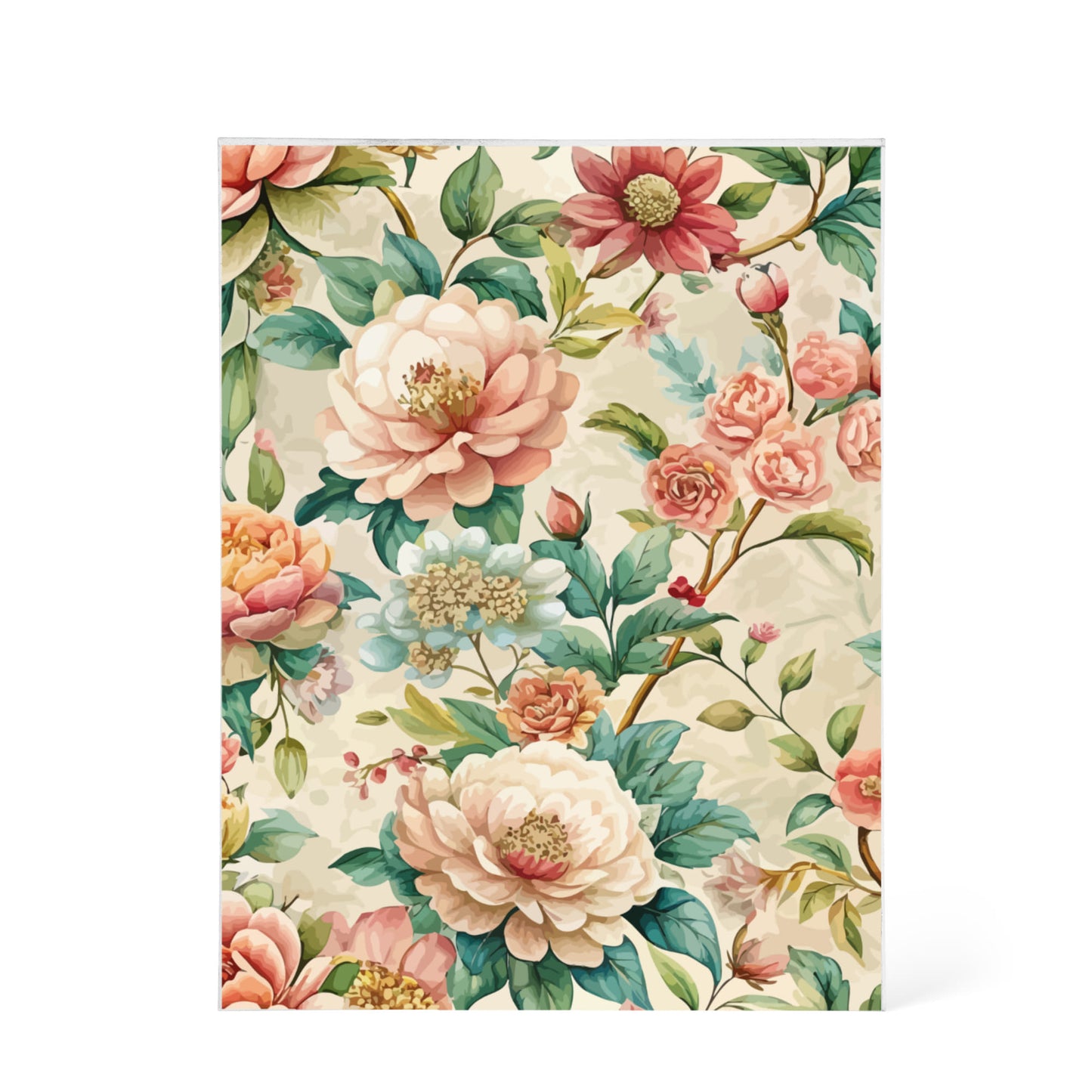 Folk Floral Pattern, Chinese Inspired 02 - 5.25" x 7" Acrylic Block