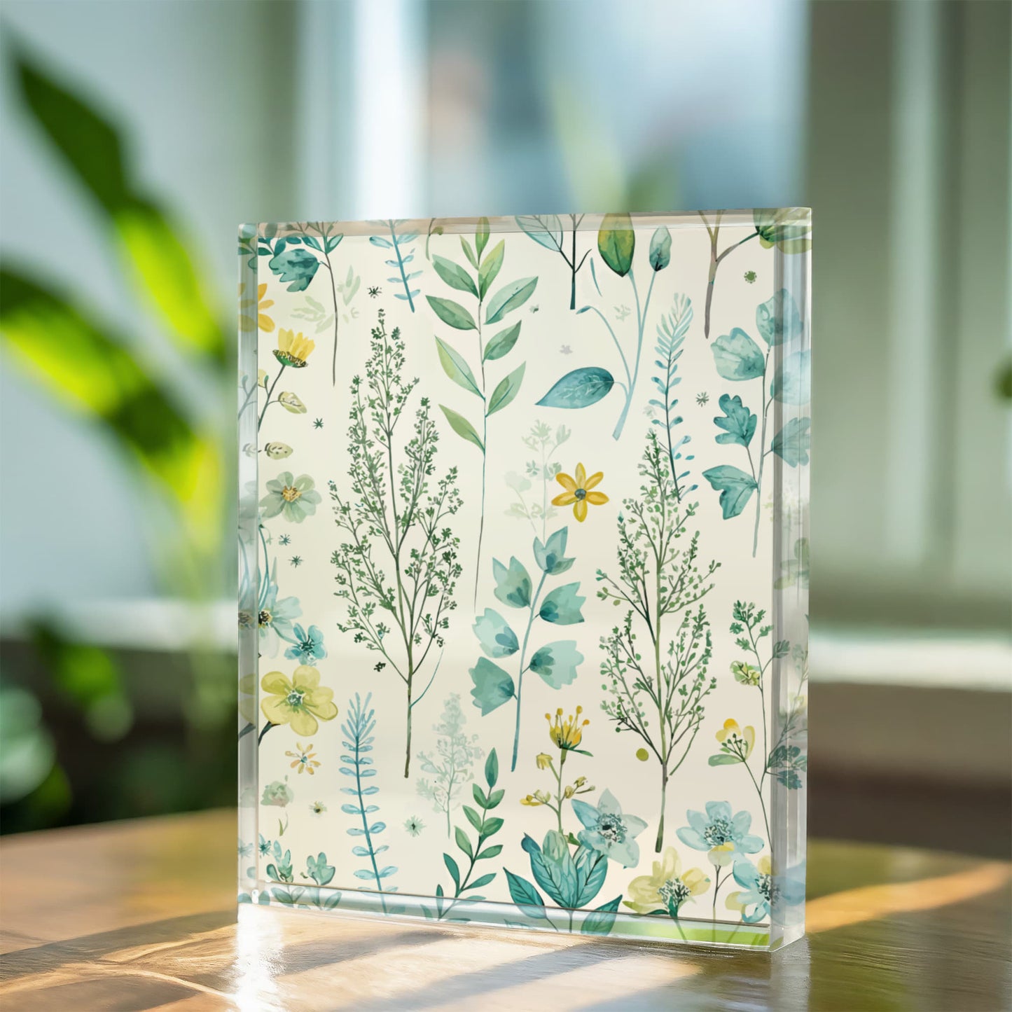 Folk Floral Pattern, Finnish Inspired 02 - 5.25" x 7" Acrylic Block