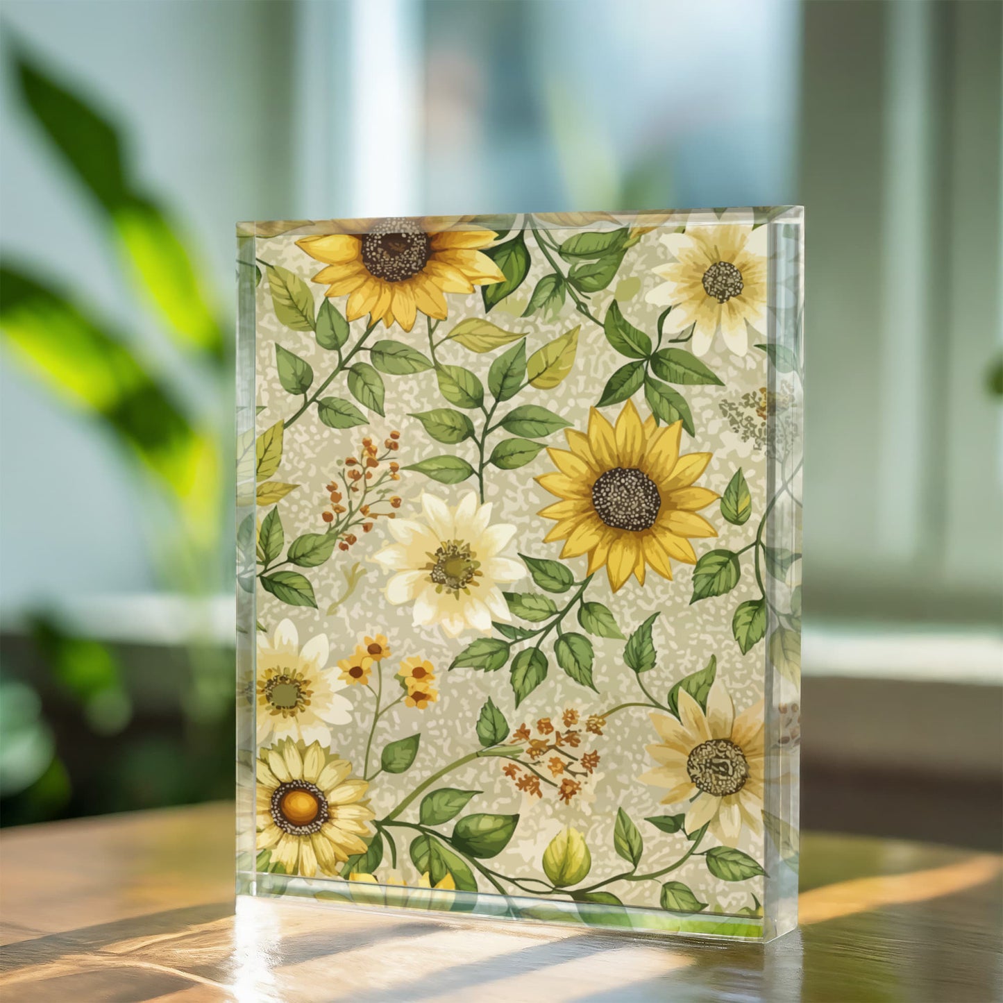 Folk Floral Pattern, Appalachian Inspired 02 - 5.25" x 7" Acrylic Block