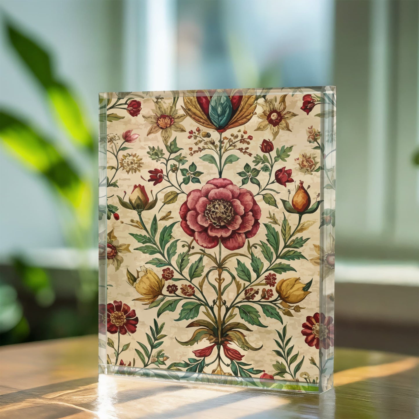 Folk Floral Pattern, Iranian Inspired 03 - 5.25" x 7" Acrylic Block