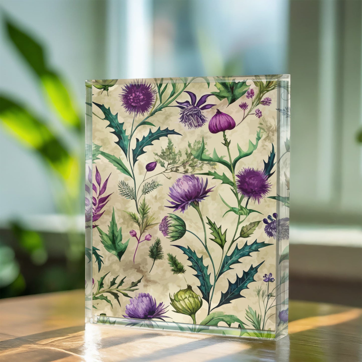 Folk Floral Pattern, Scottish Inspired 01 - 5.25" x 7" Acrylic Block