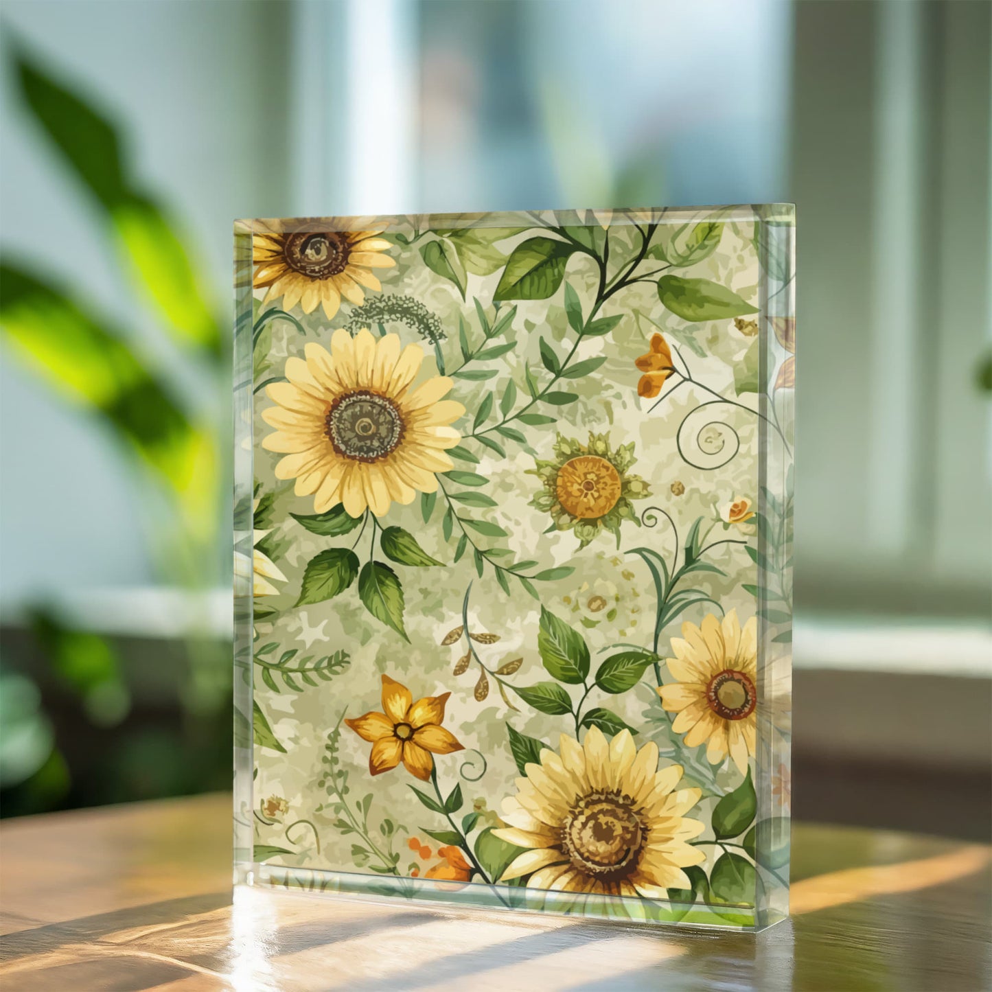 Folk Floral Pattern, Appalachian Inspired 04 - 5.25" x 7" Acrylic Block