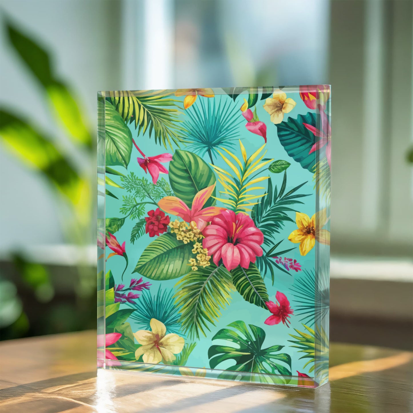 Folk Floral Pattern, Brazilian Inspired 04 - 5.25" x 7" Acrylic Block