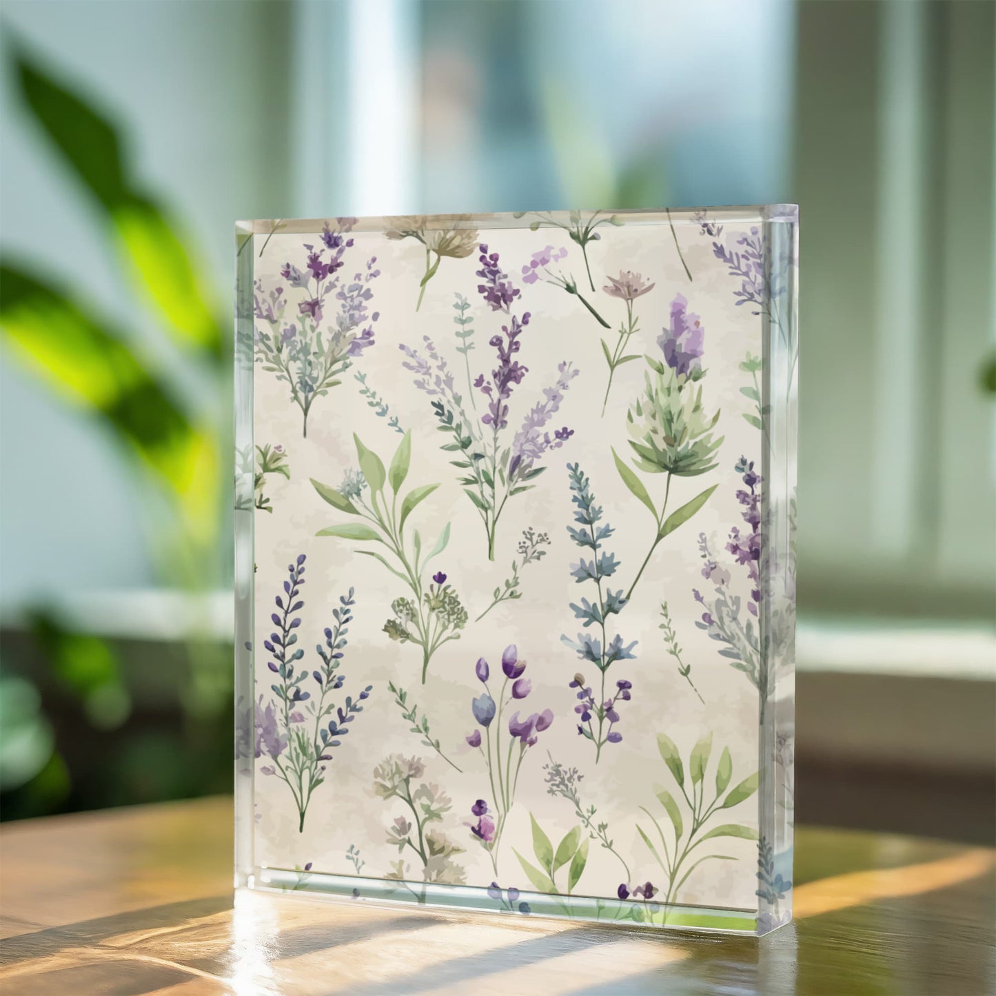 Folk Floral Pattern, French Inspired 02 - 5.25" x 7" Acrylic Block