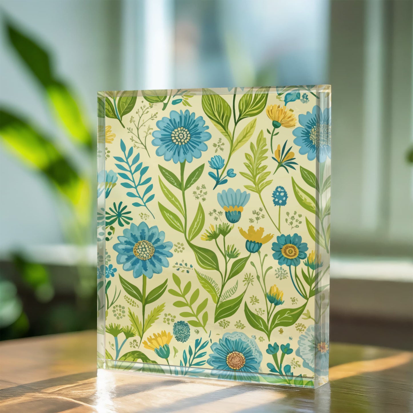 Folk Floral Pattern, Baltic Inspired 02 - 5.25" x 7" Acrylic Block
