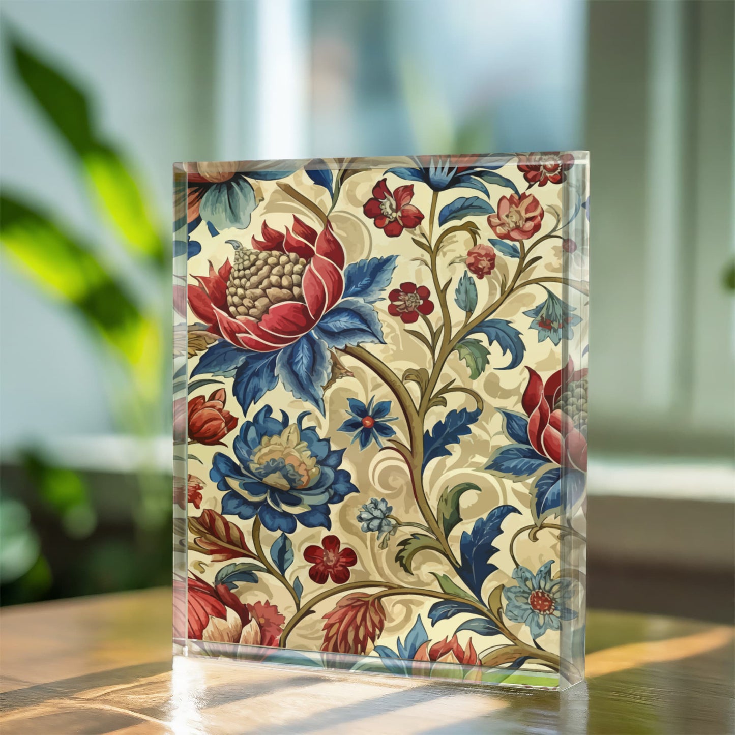 Folk Floral Pattern, Mongolian Inspired 02 - 5.25" x 7" Acrylic Block