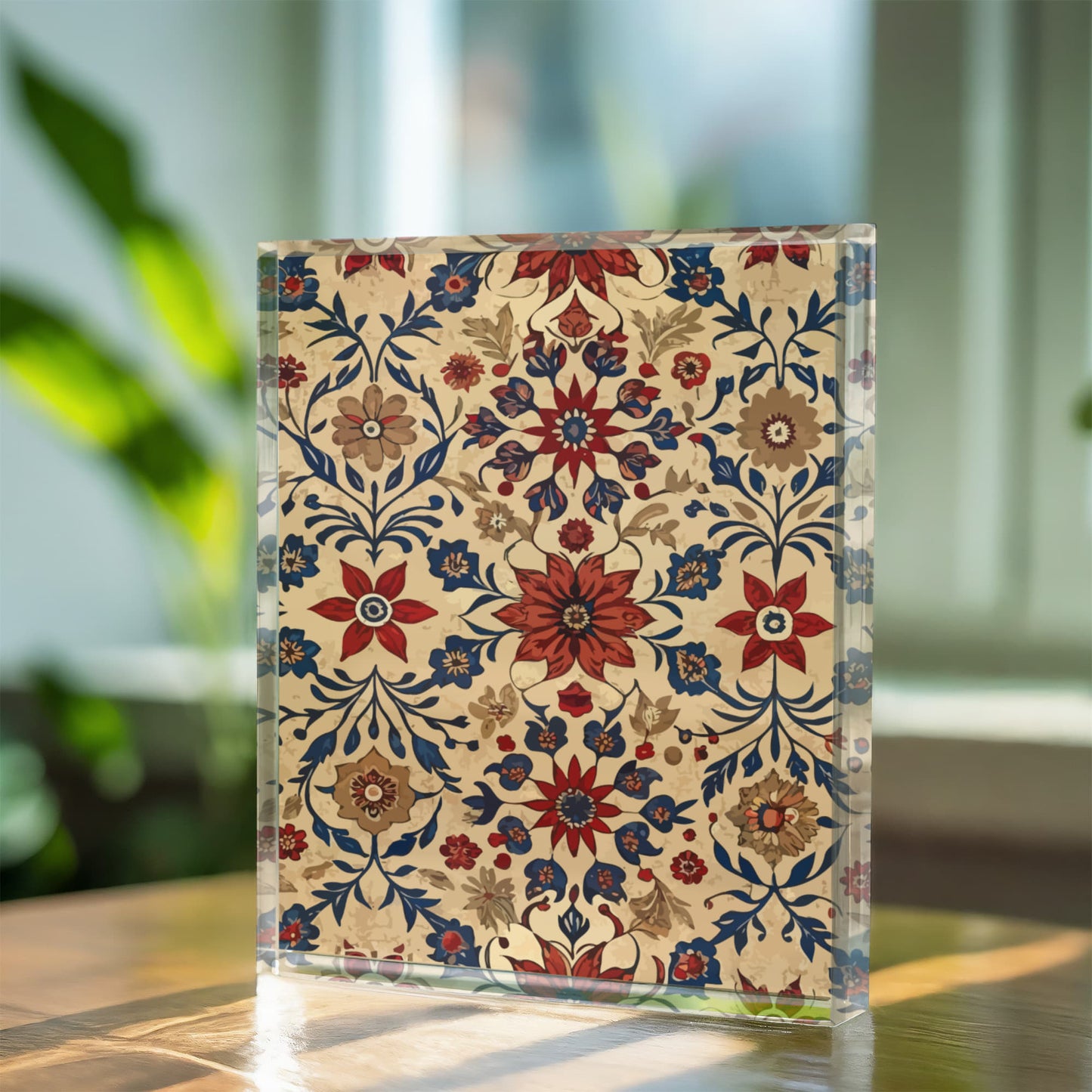 Folk Floral Pattern, Moroccan Inspired 10 - 5.25" x 7" Acrylic Block