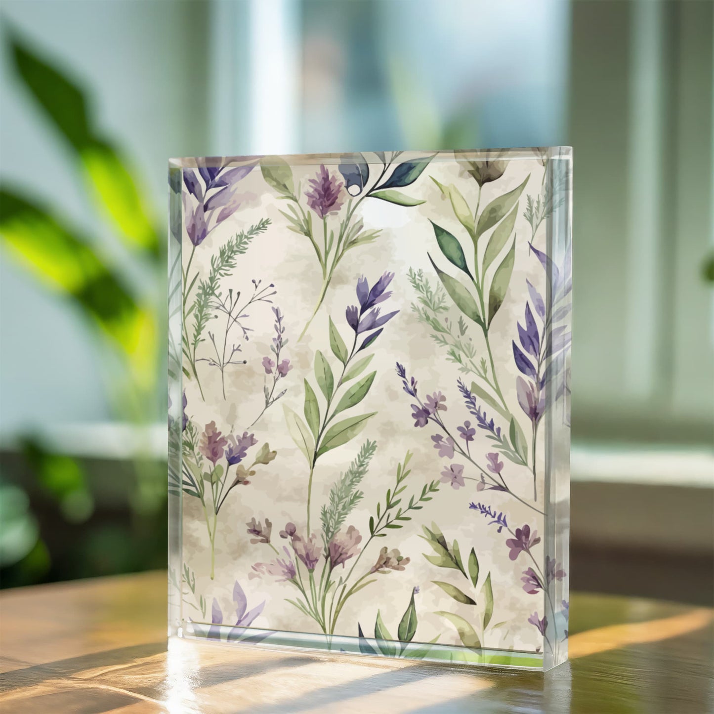 Folk Floral Pattern, French Inspired 01 - 5.25" x 7" Acrylic Block