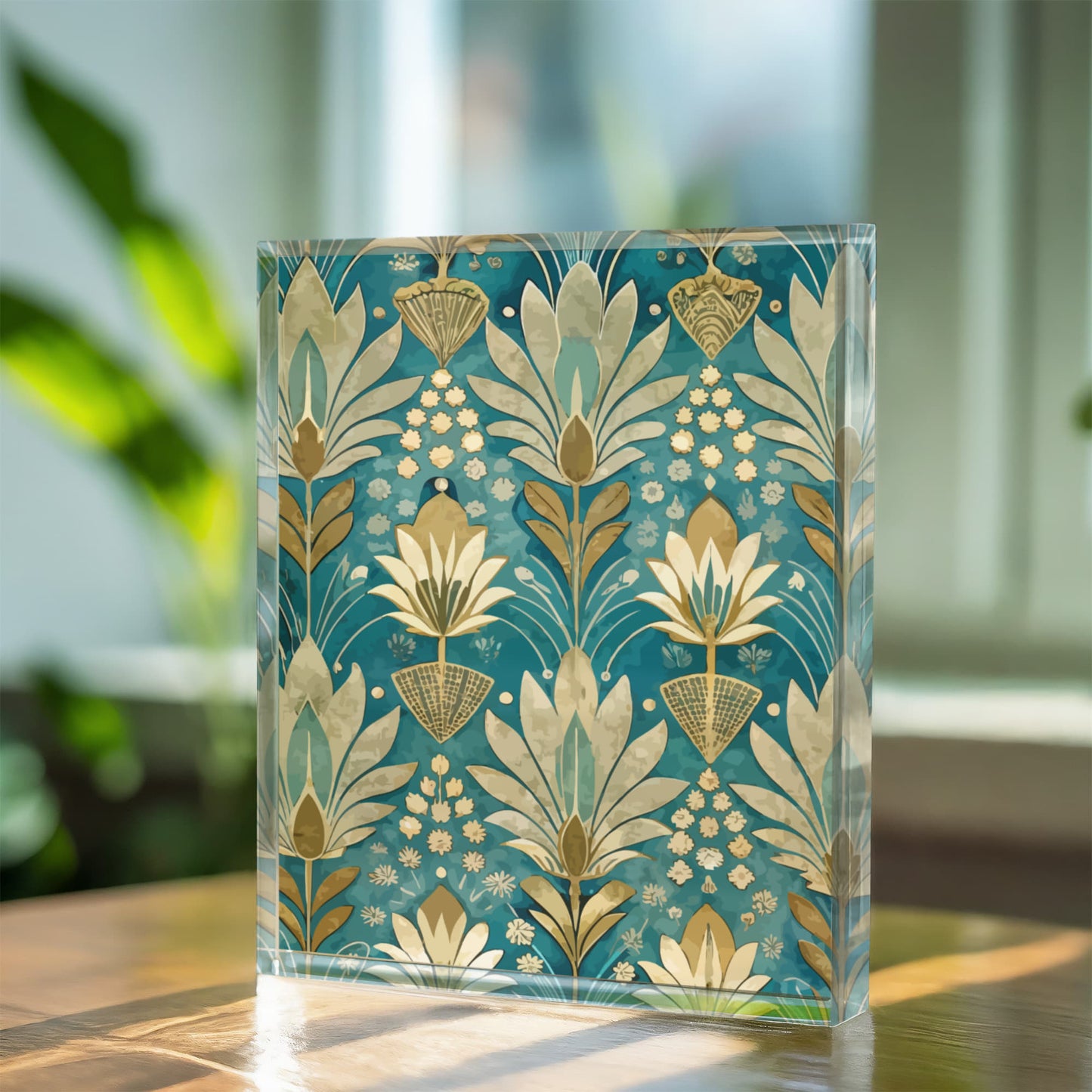 Folk Floral Pattern, Egyptian Inspired 02 - 5.25" x 7" Acrylic Block
